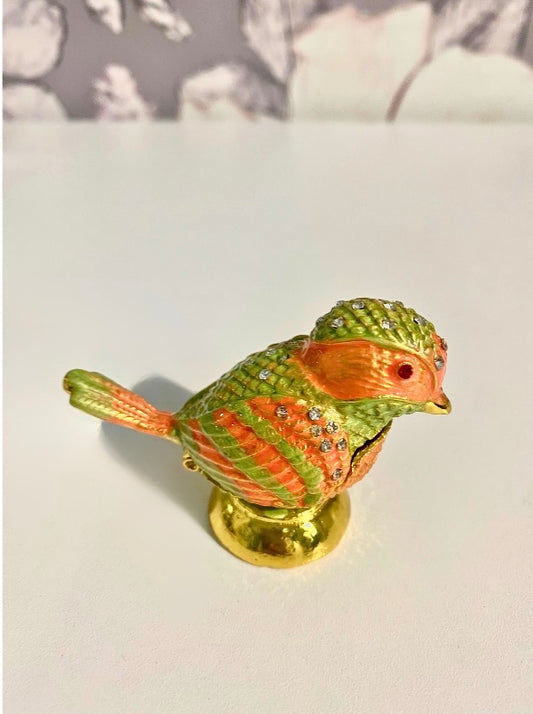 Green and Orange Robin Trinket Box