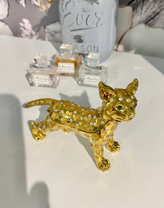 Gold Leopard Trinket Box