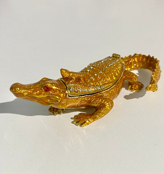 Amber Crocodile Trinket Box