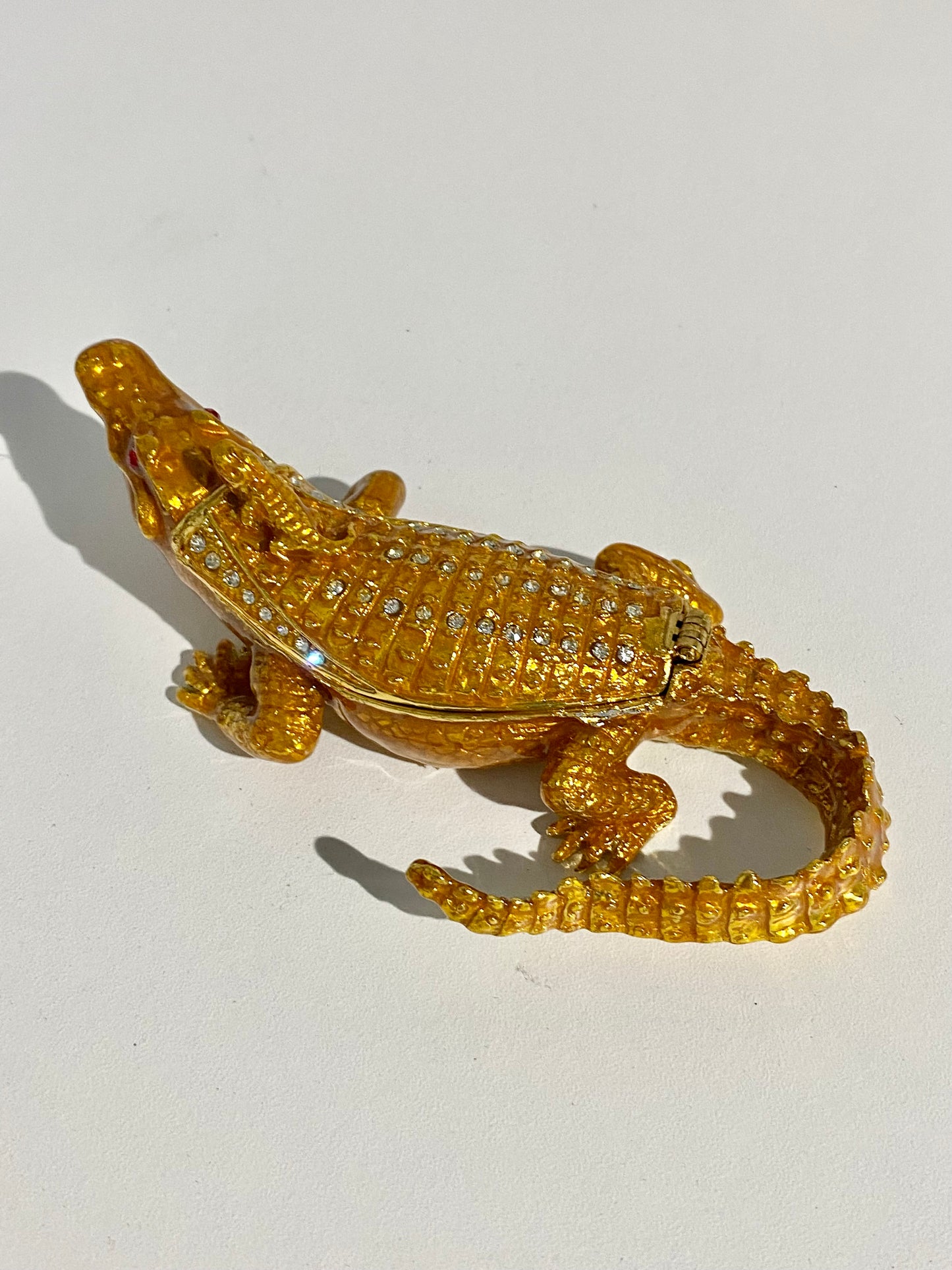 Amber Crocodile Trinket Box