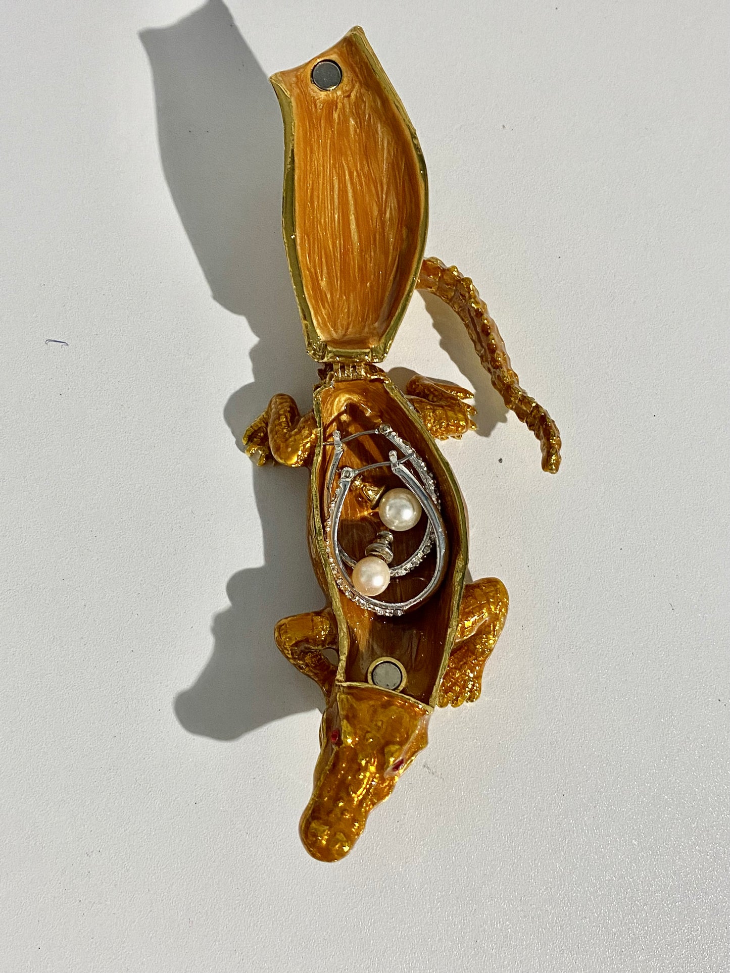 Amber Crocodile Trinket Box