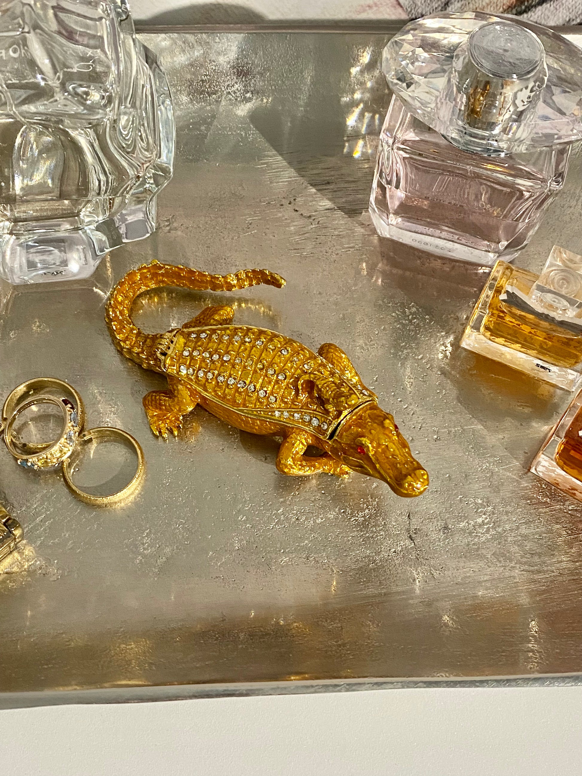 Amber Crocodile Trinket Box 2