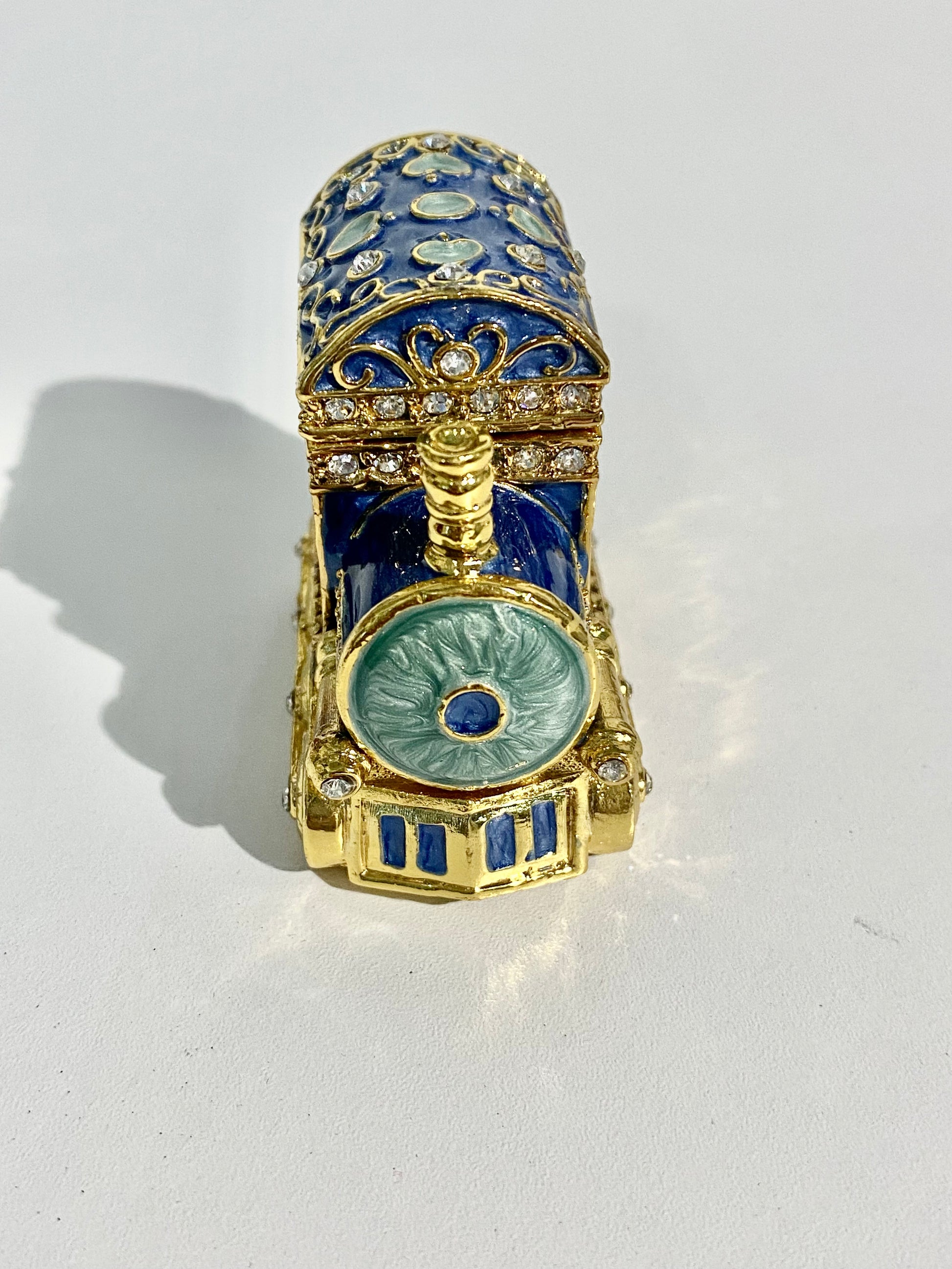 Blue and Gold Train Trinket Box