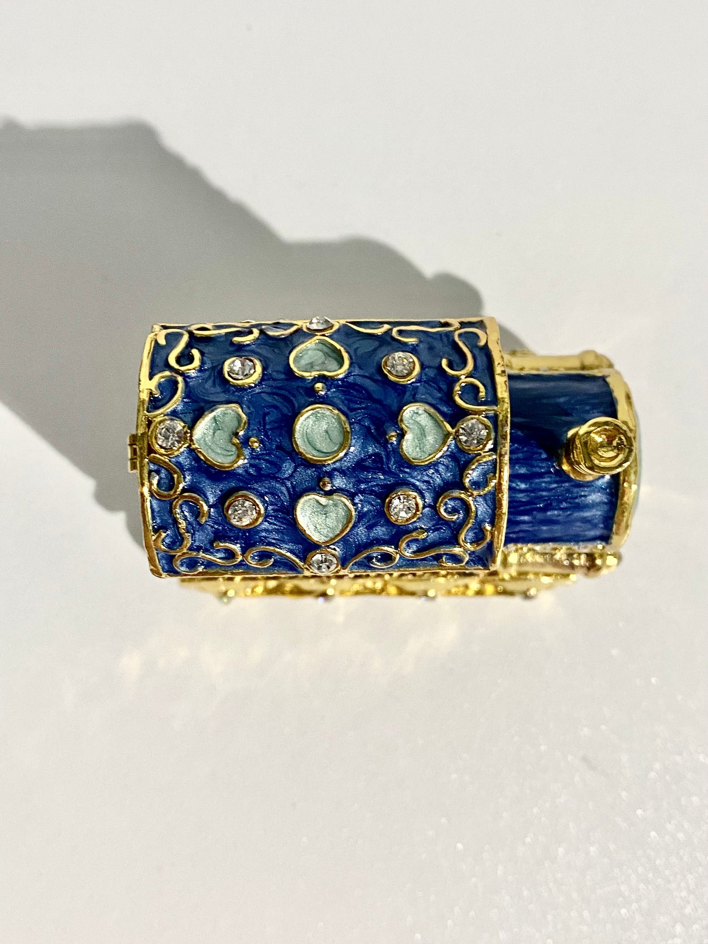 Blue and Gold Train Trinket Box