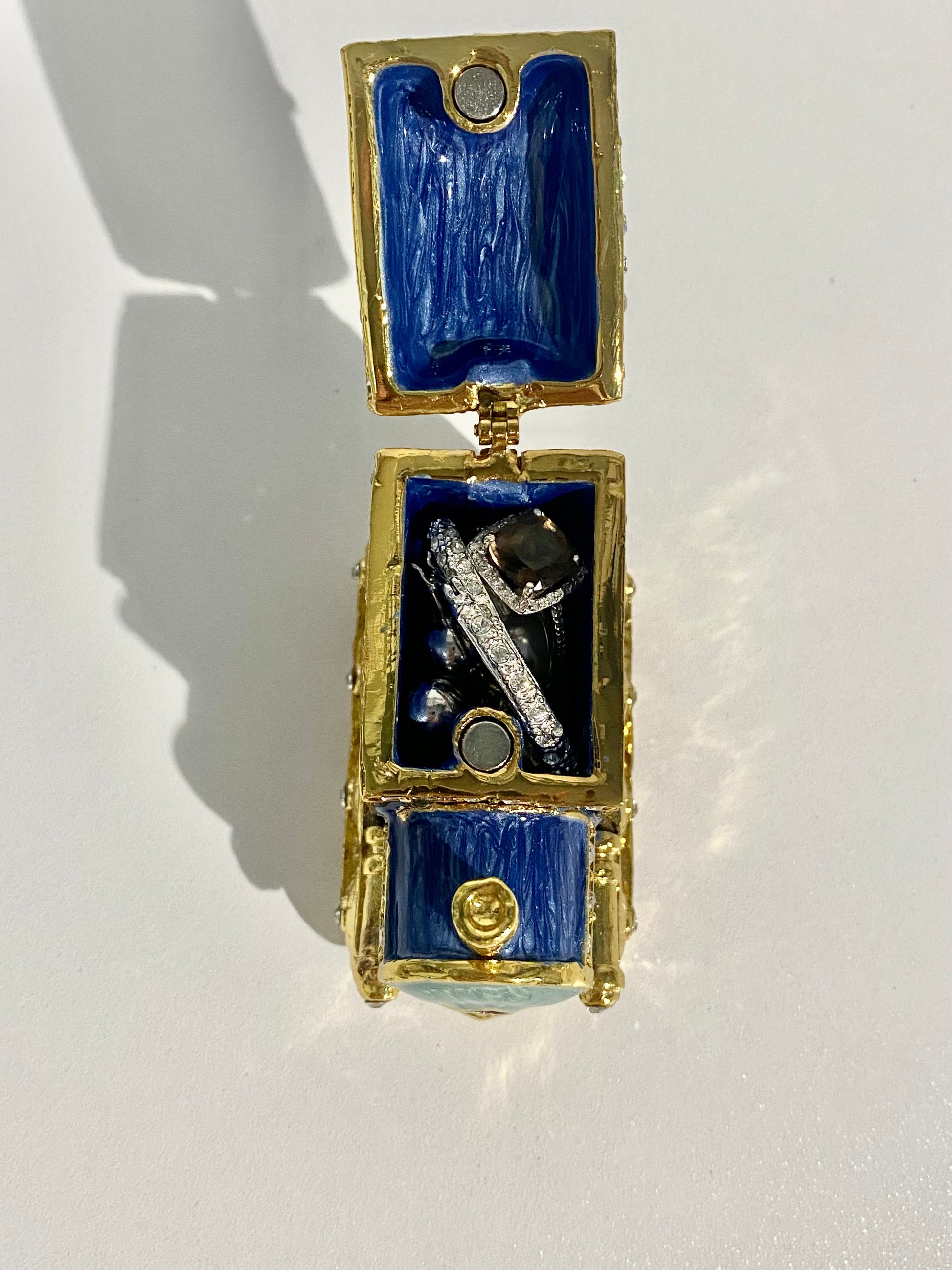 Blue and Gold Train Trinket Box