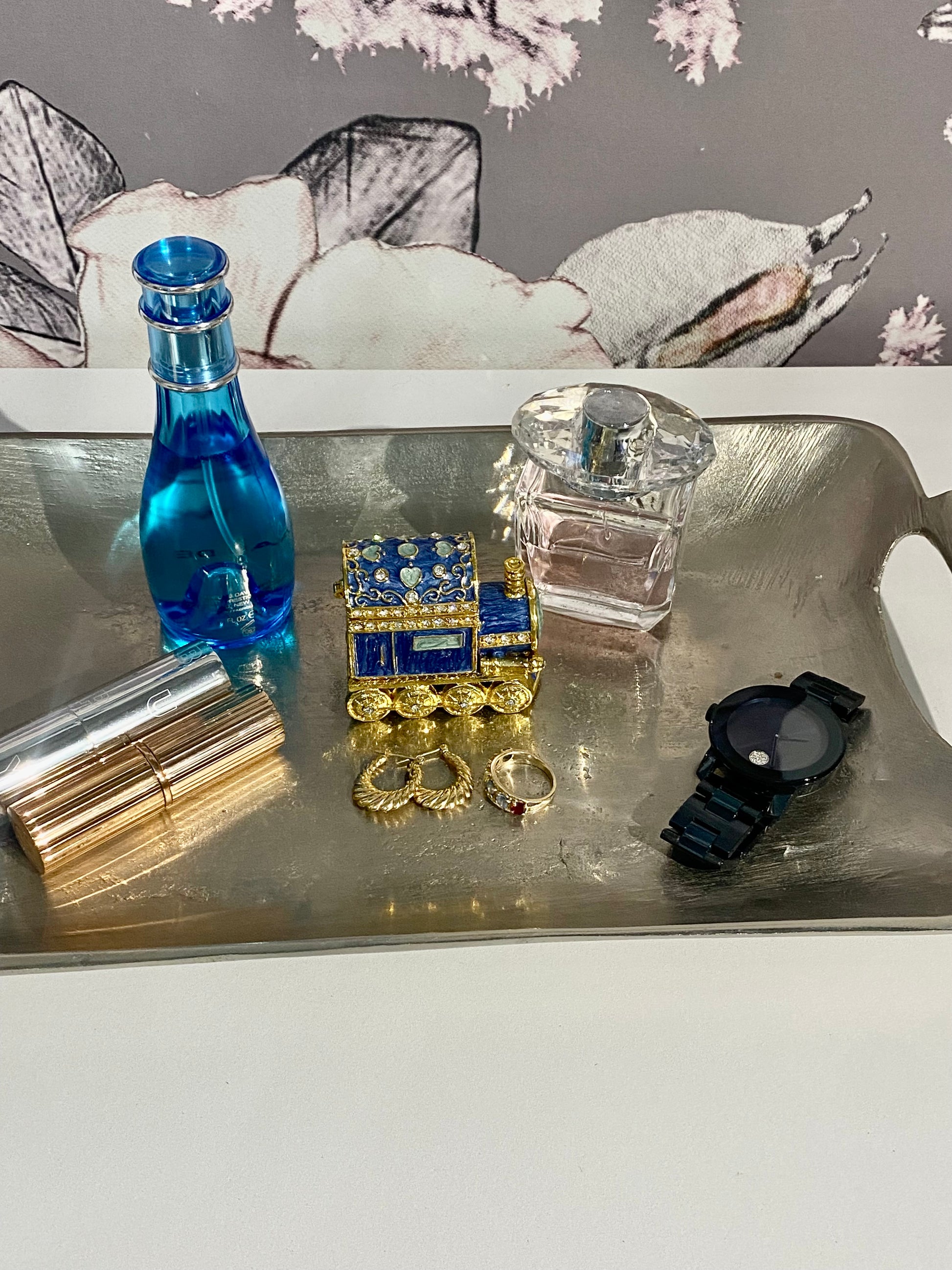 Blue and Gold Train Trinket Box