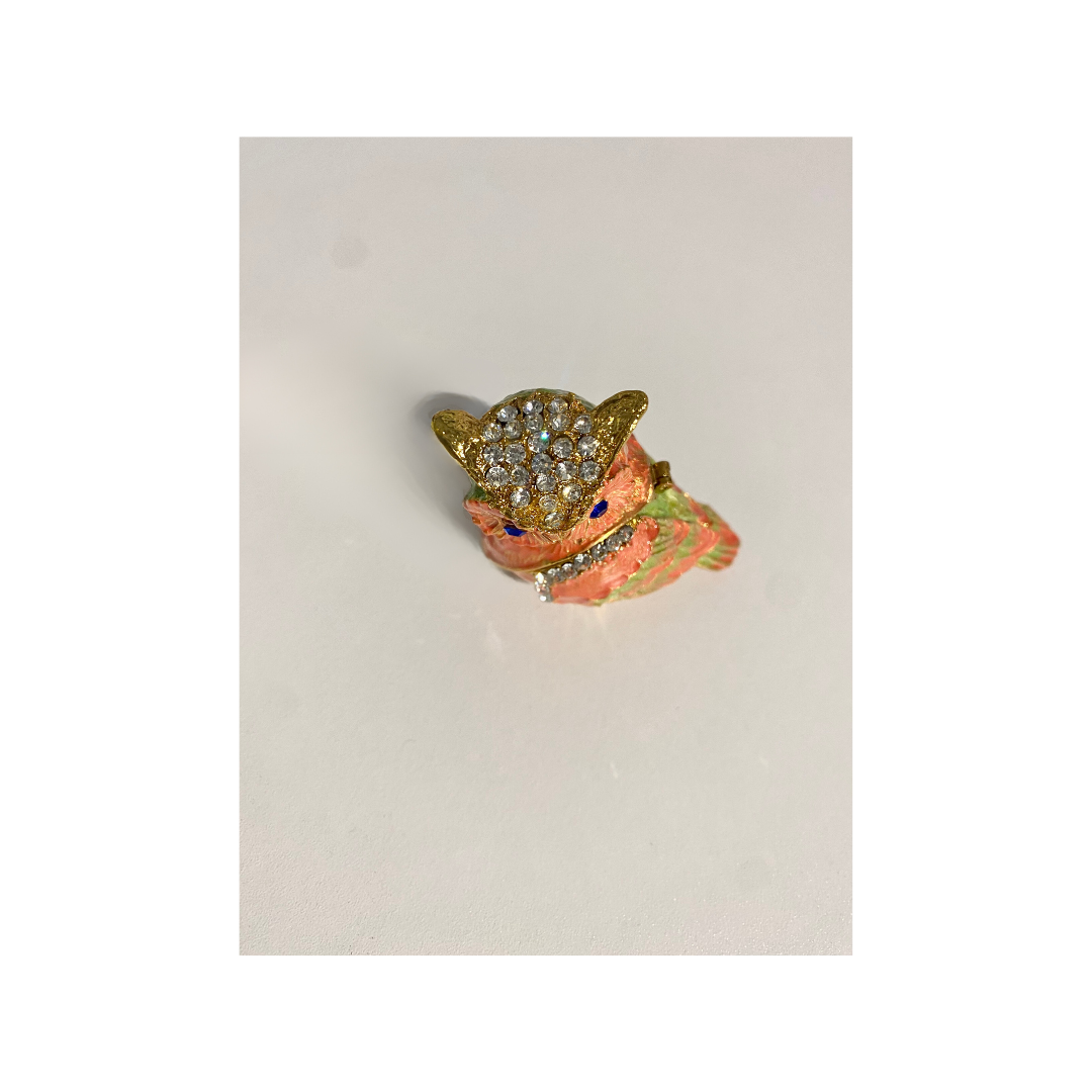 Orange Barn Owl Trinket Box