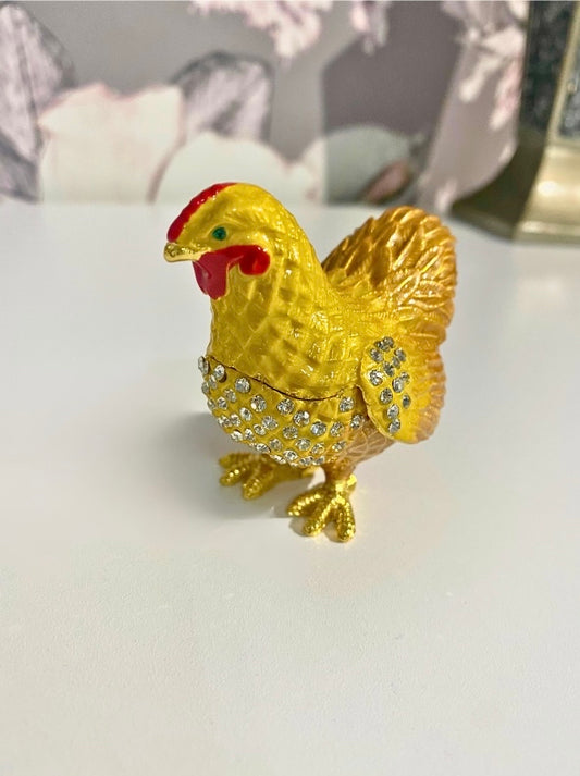 Golden Yellow Hen Trinket Box