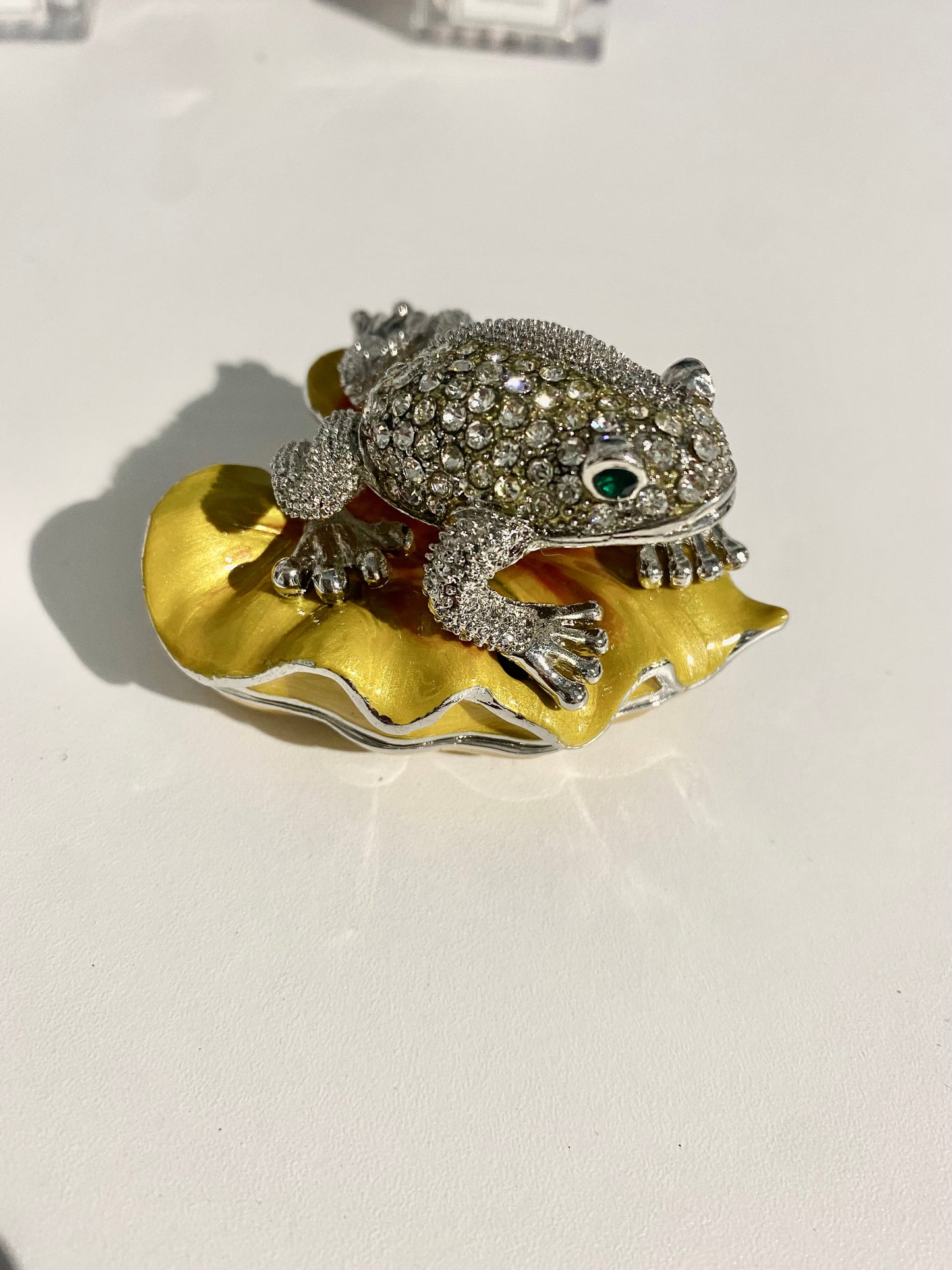 Diamond Silver Frog Trinket Box
