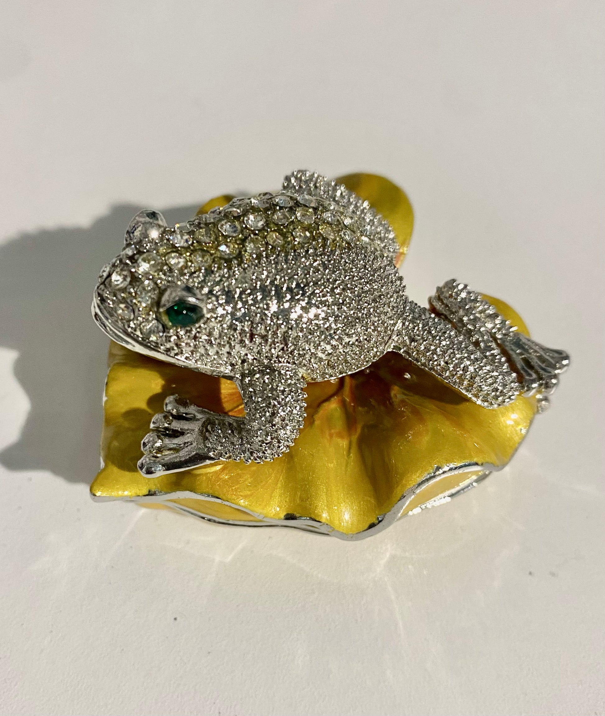 Diamond Silver Frog Trinket Box