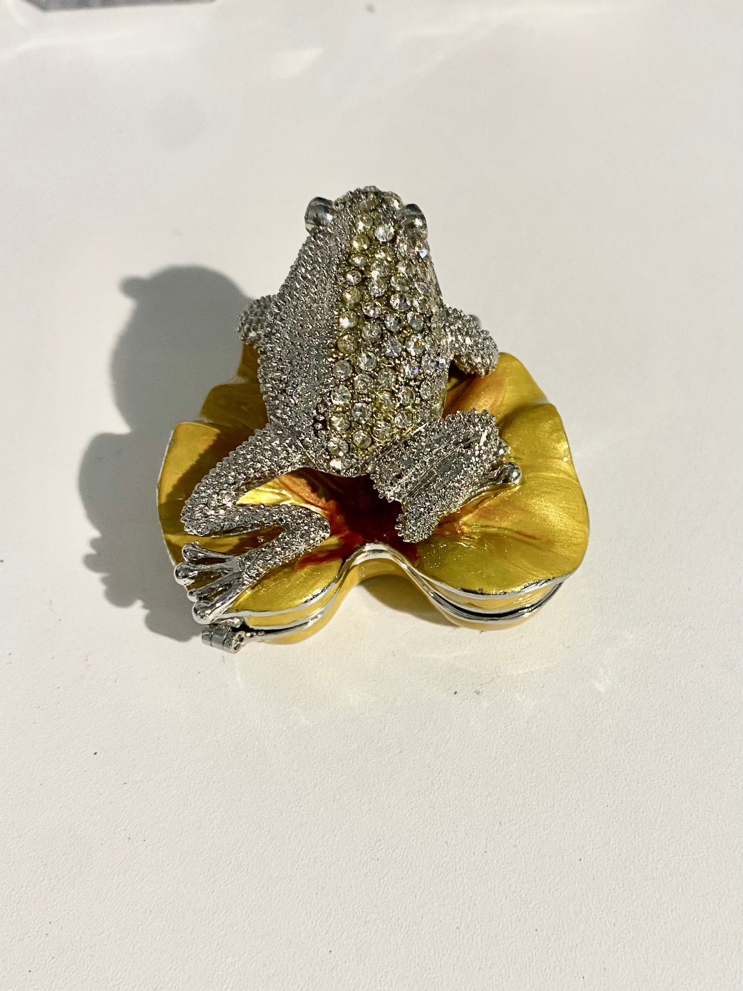 Diamond Silver Frog Trinket Box