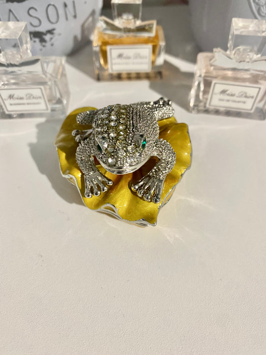 Diamond Silver Frog Trinket Box