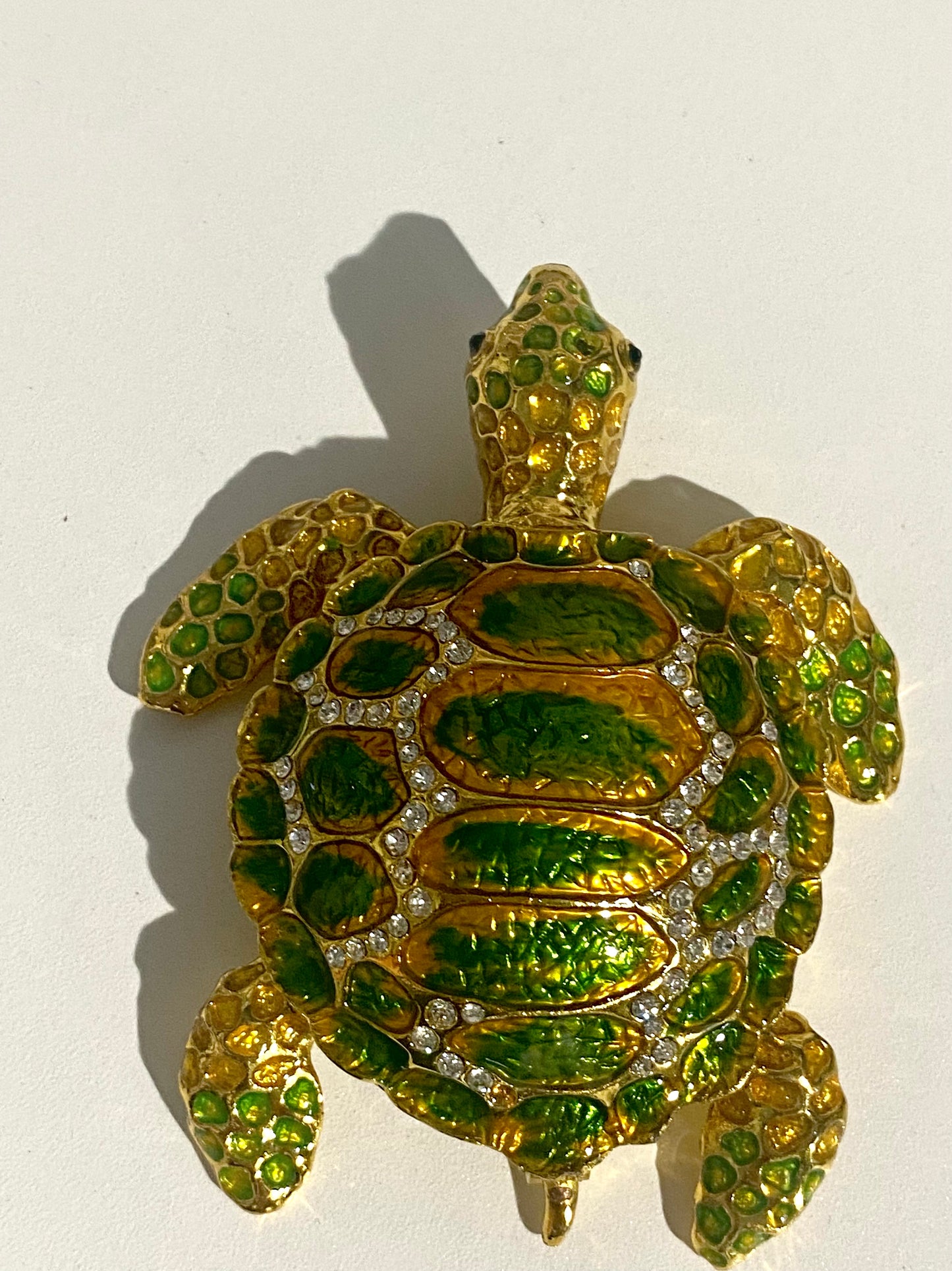 Golden and Emerald Sea Turtle Trinket Box
