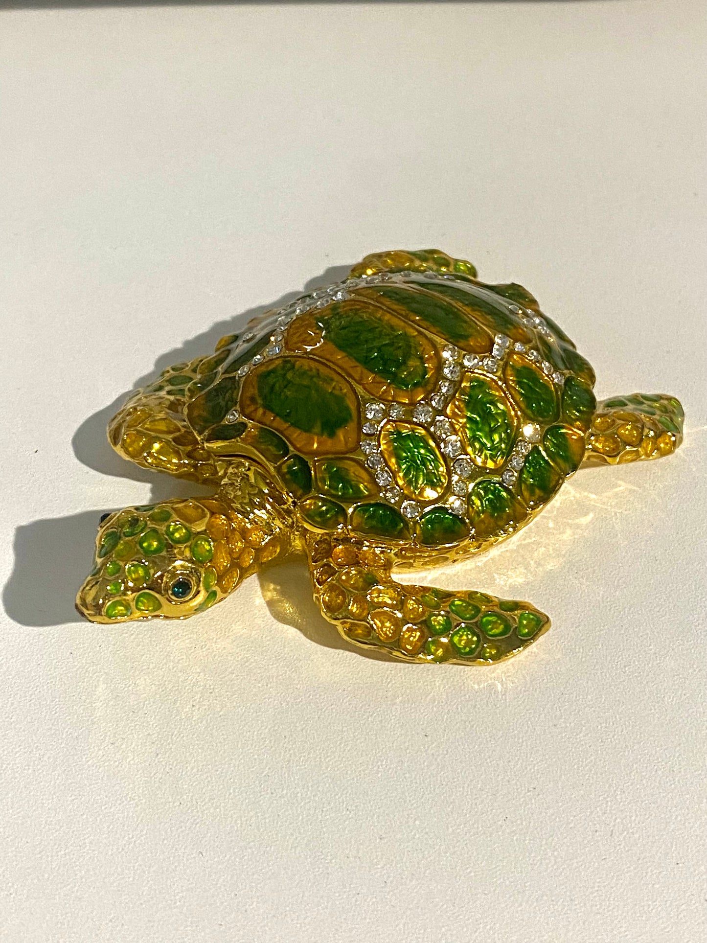 Golden and Emerald Sea Turtle Trinket Box