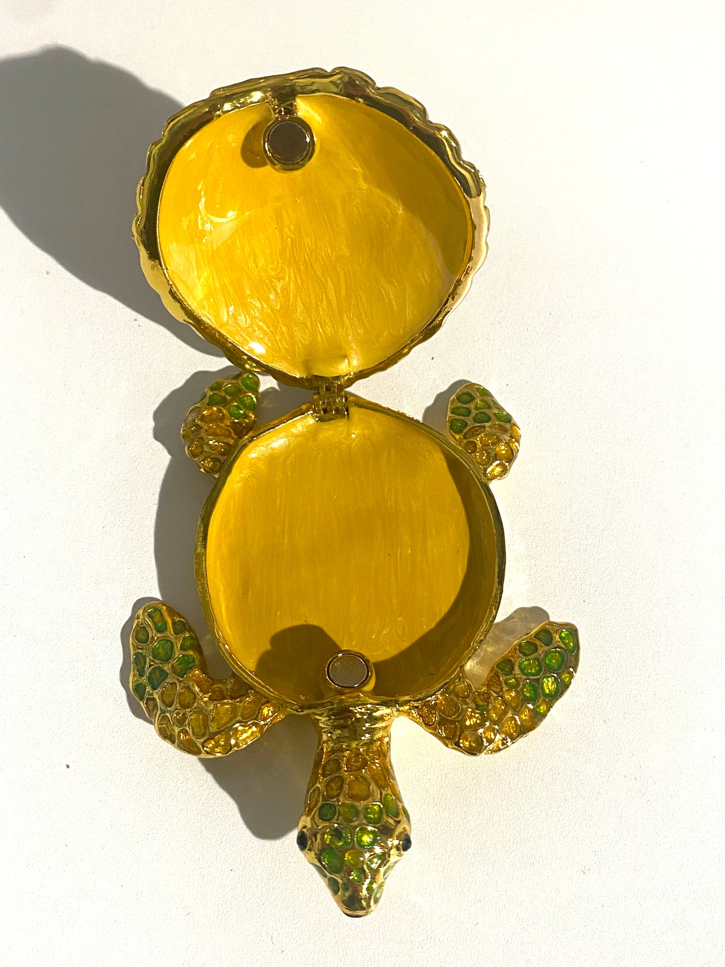Golden and Emerald Sea Turtle Trinket Box