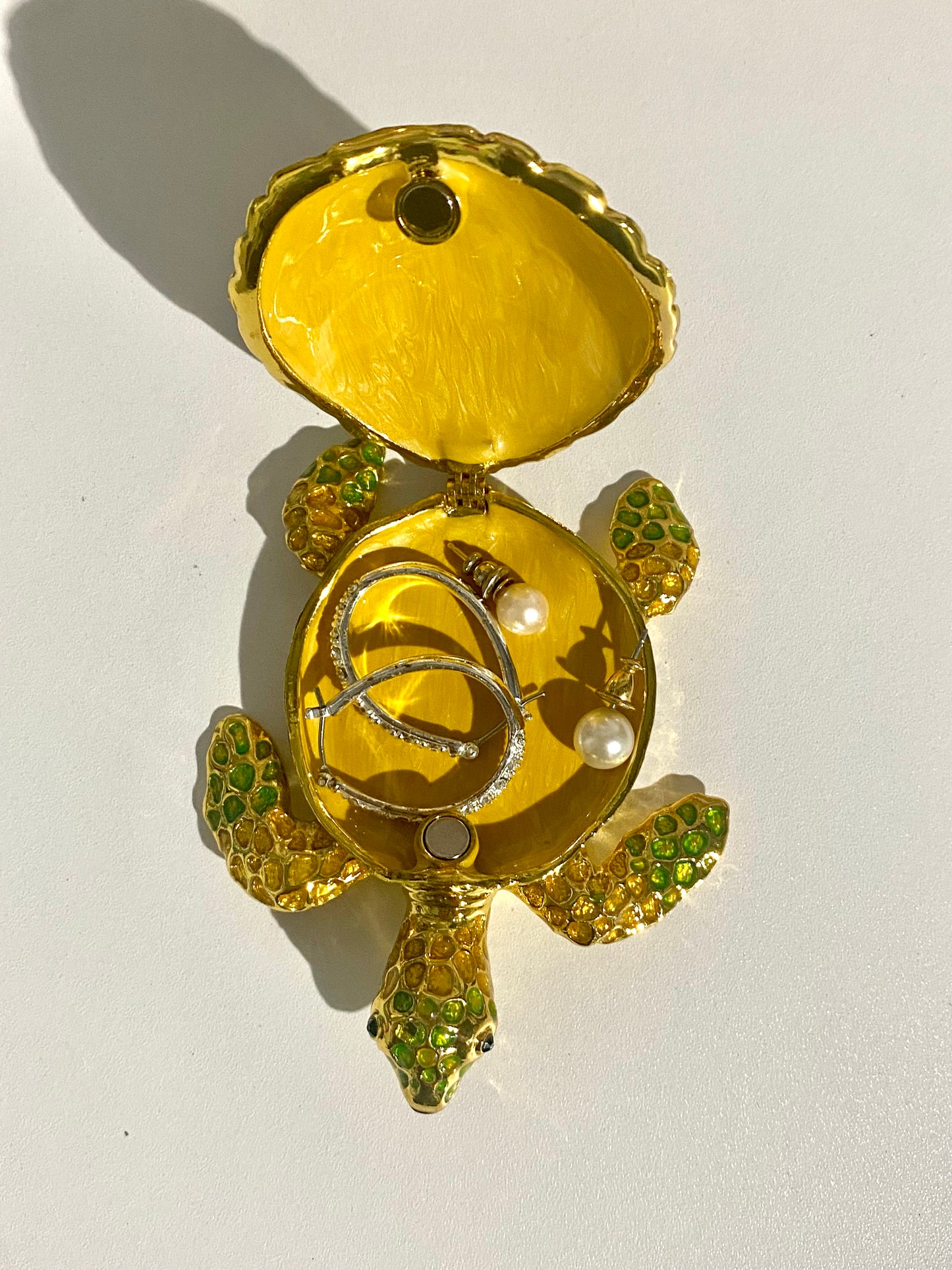 Golden and Emerald Sea Turtle Trinket Box