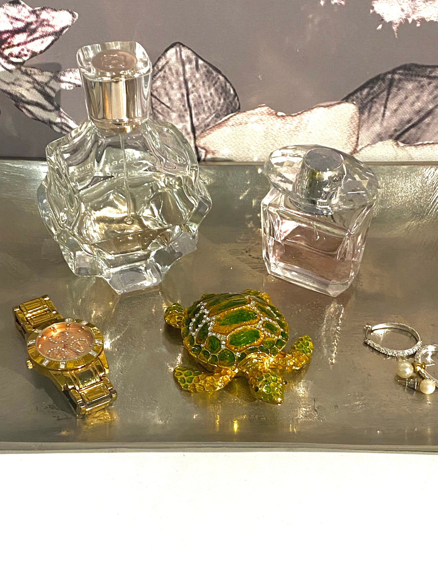 Golden and Emerald Sea Turtle Trinket Box