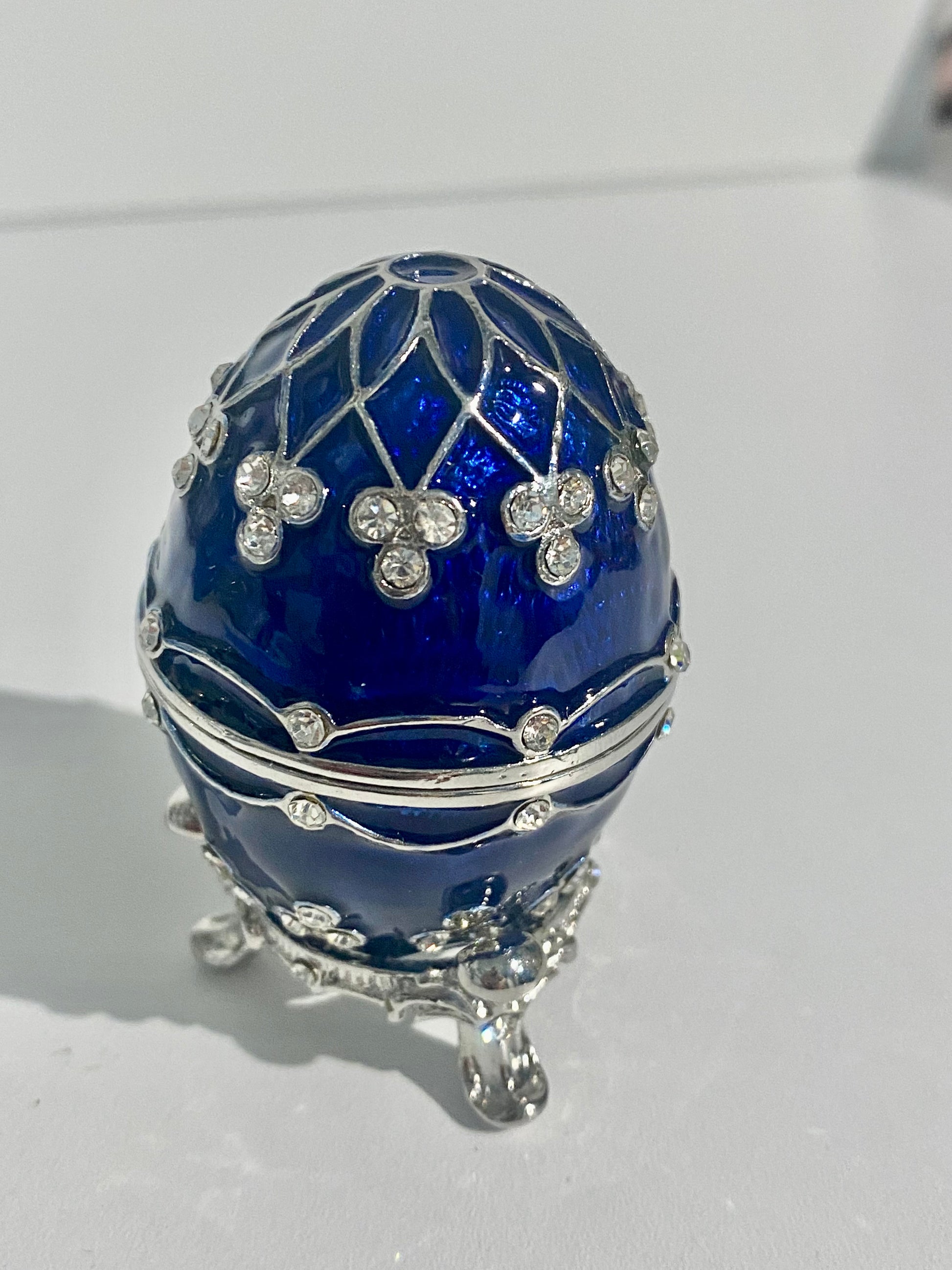 Blue and Silver Egg Trinket Box