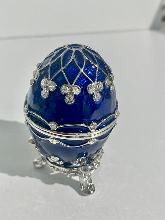 Blue and Silver Egg Trinket Box
