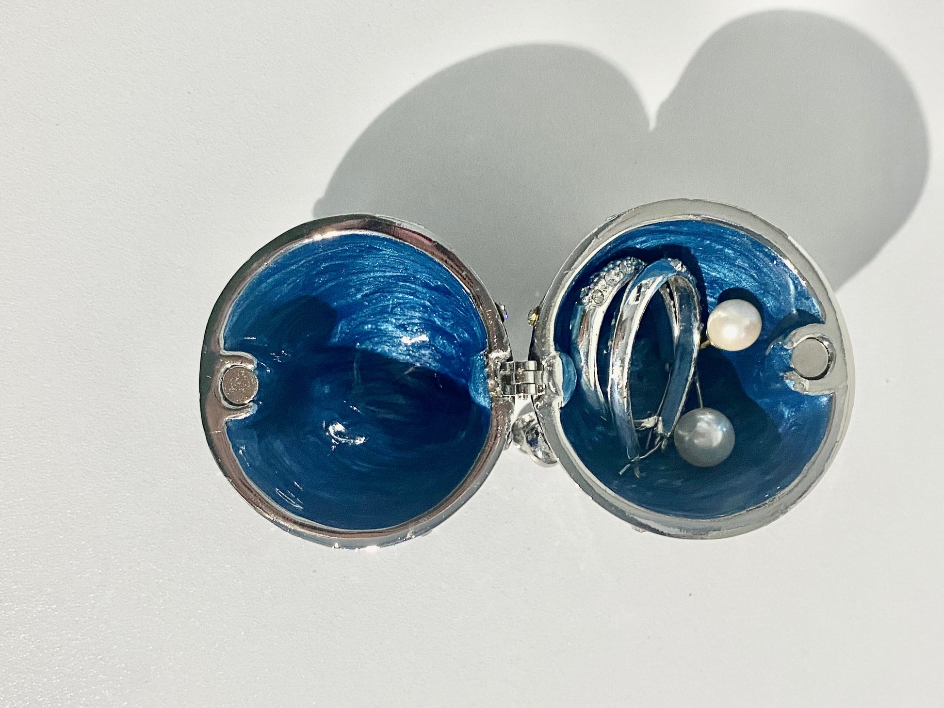 Blue and Silver Egg Trinket Box