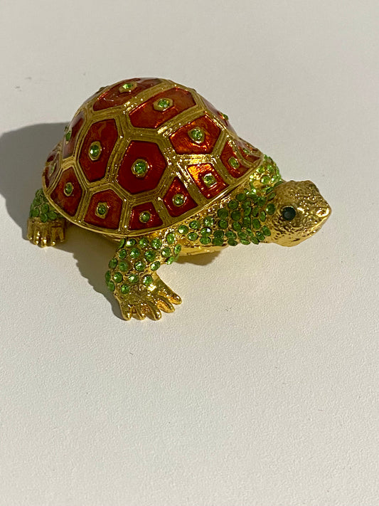 Gold and Emerald Turtle Trinket Box