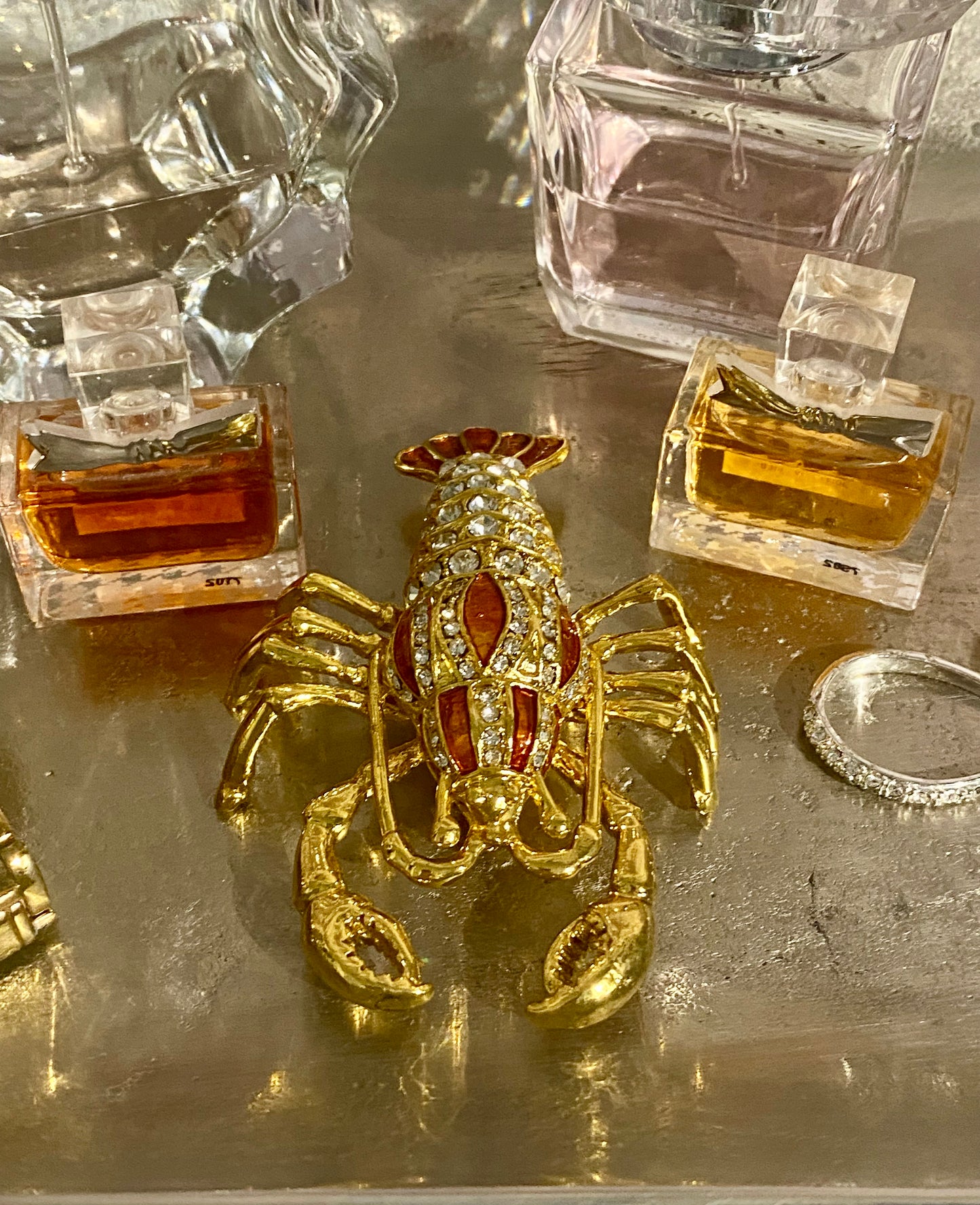 Gold Lobster Trinket Box