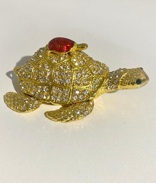 Gold and Ruby Turtle Trinket Box