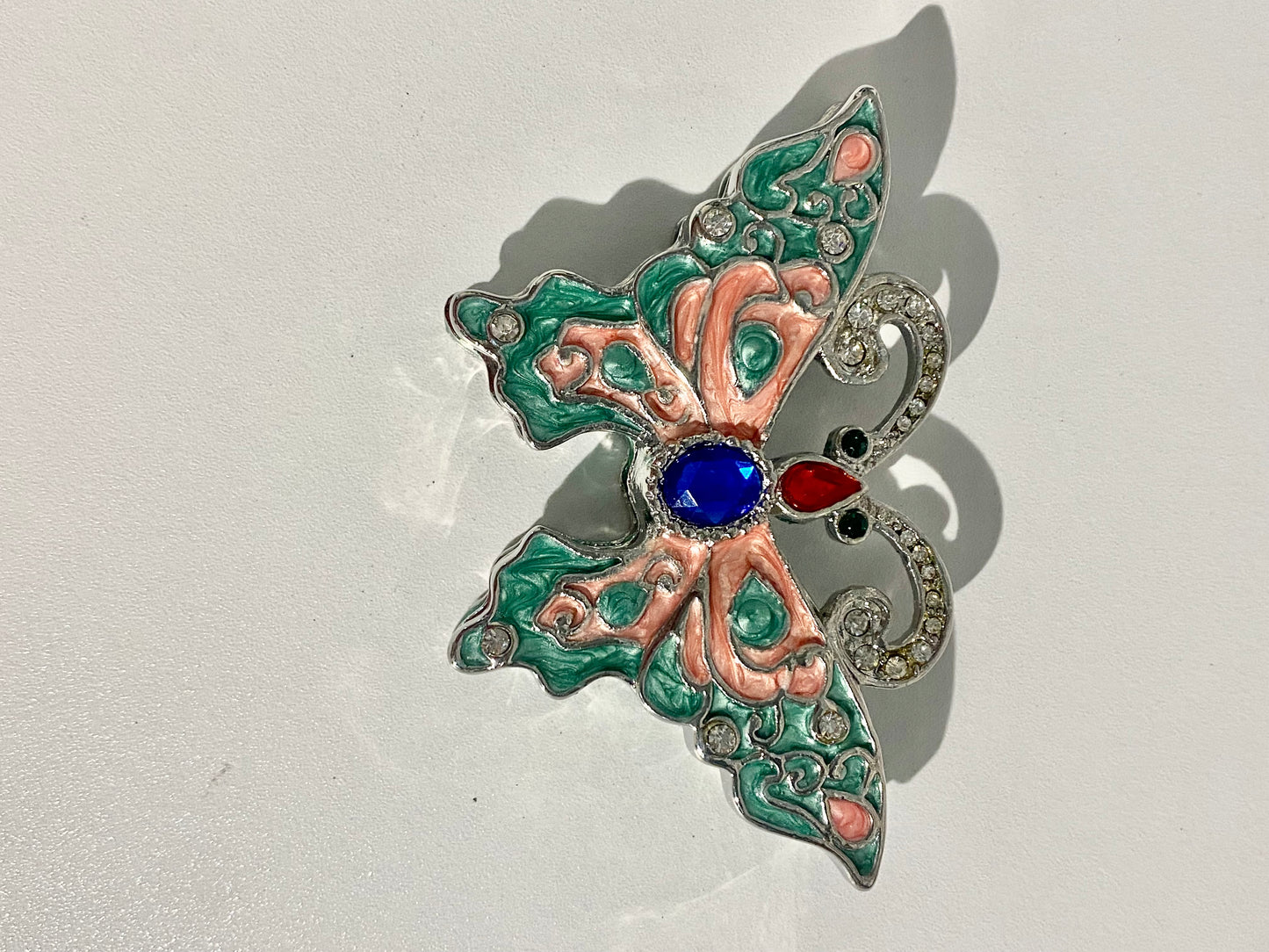 Green and Pink Butterfly Trinket Box