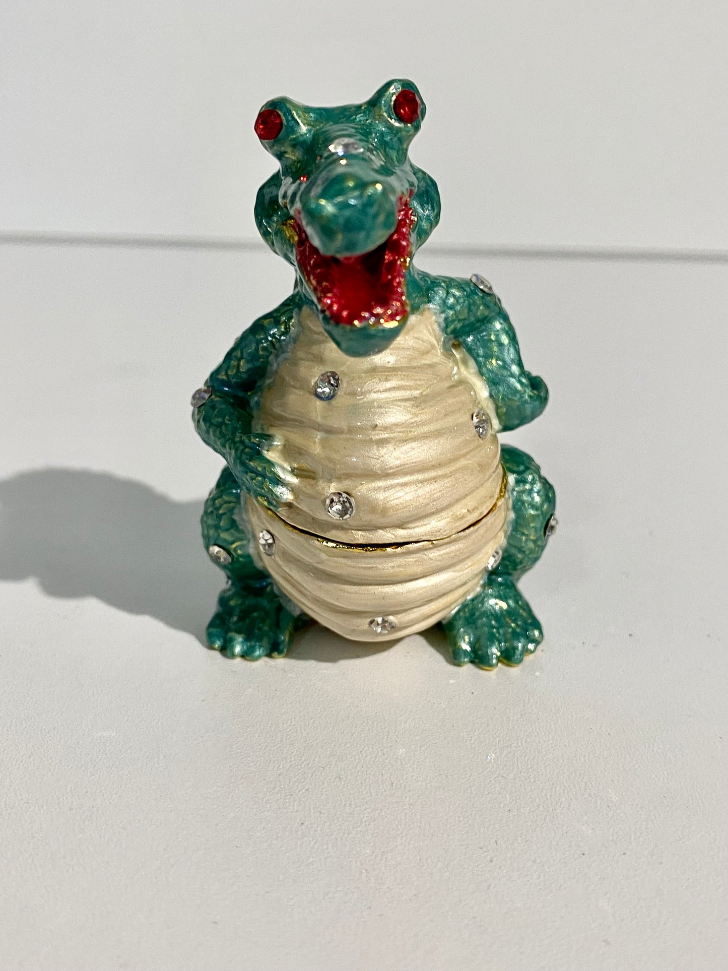 Green Sitting Alligator Trinket Box