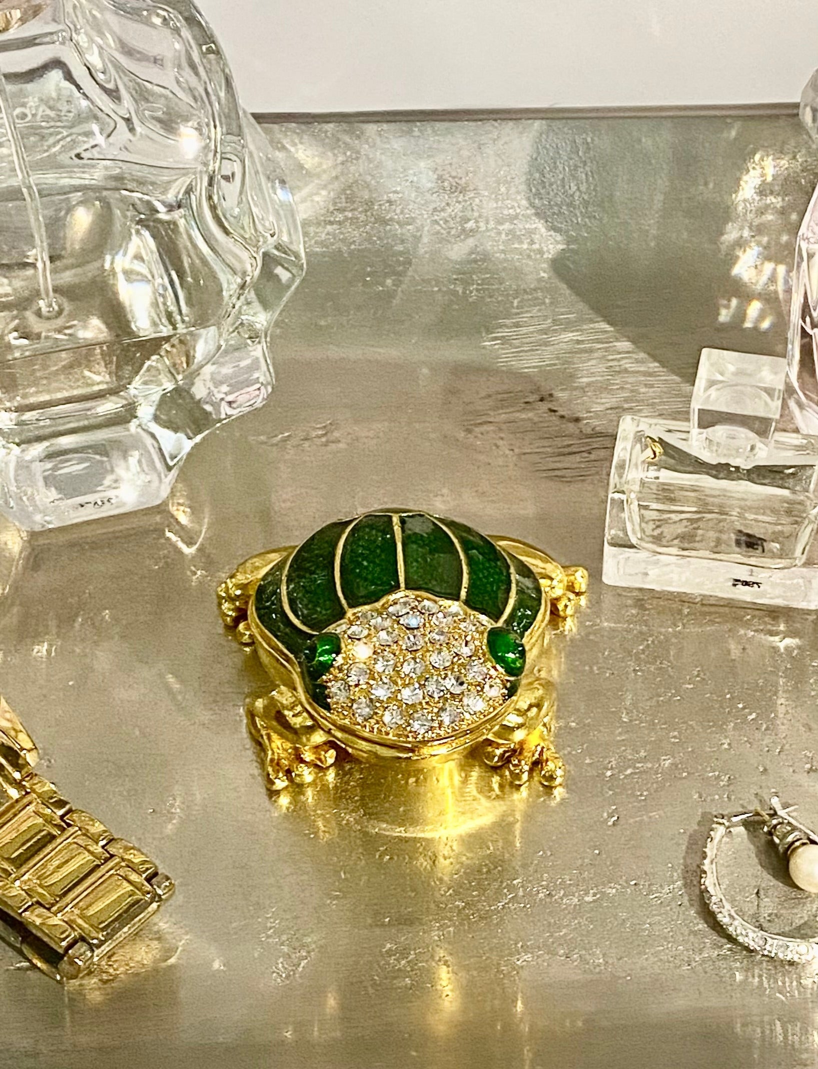 Dark Emerald Toad Trinket Box
