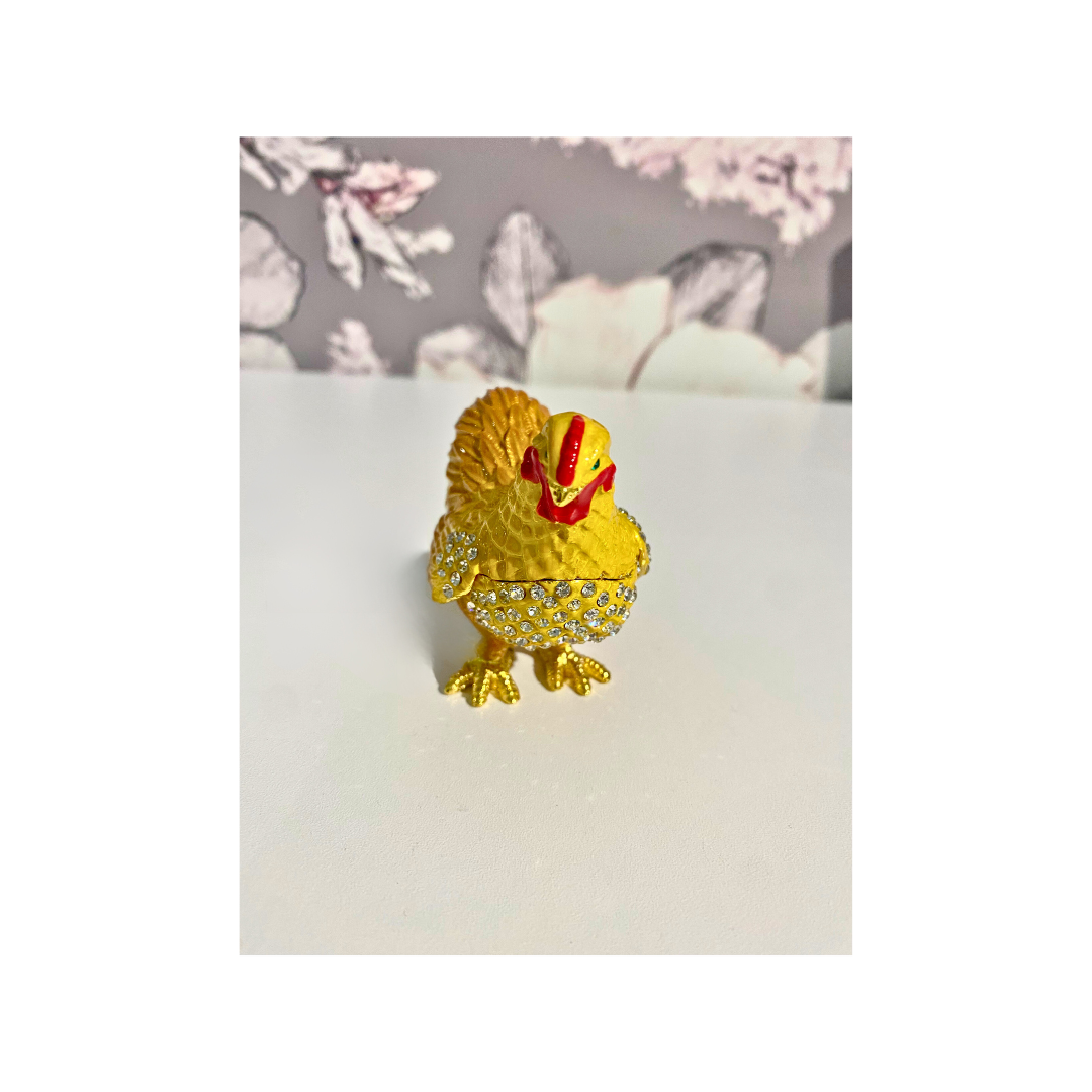 Golden Yellow Hen Trinket Box