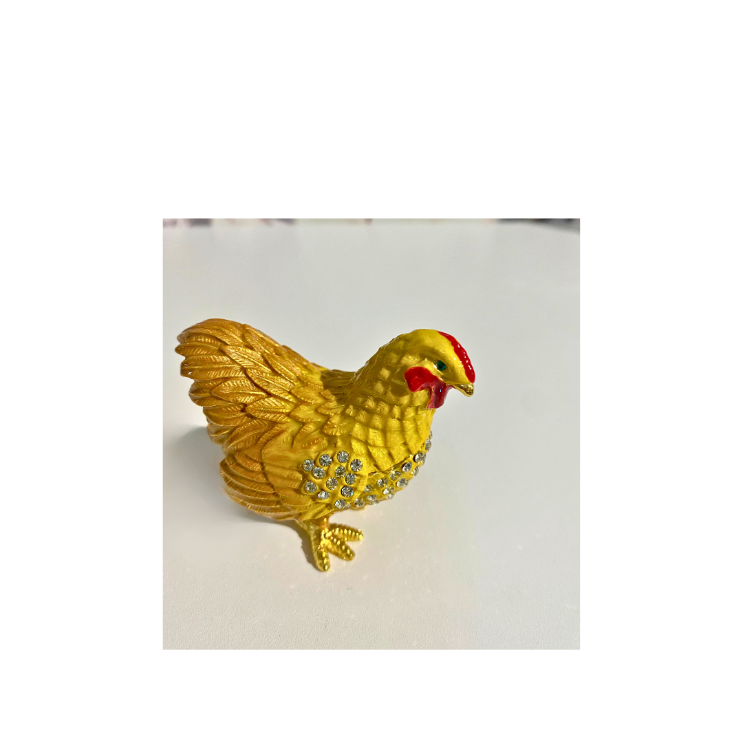 Golden Yellow Hen Trinket Box