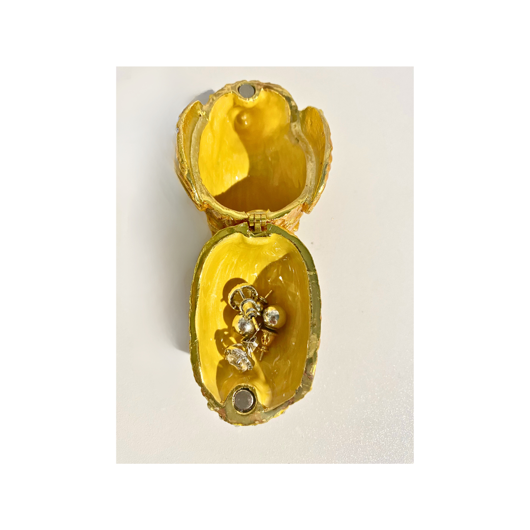 Golden Yellow Hen Trinket Box