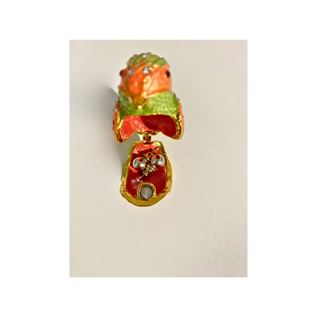 Green and Orange Robin Trinket Box