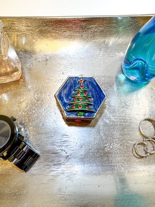 Christmas Tree on a Holiday Themed Trinket Box