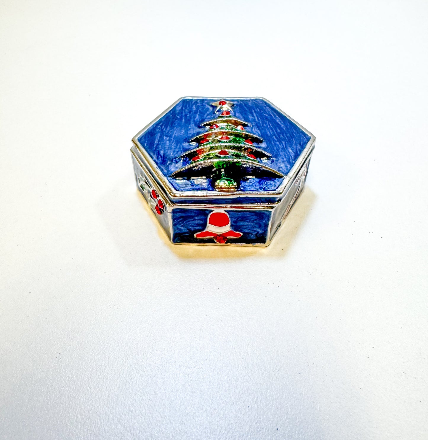 Christmas Tree on a Holiday Themed Trinket Box