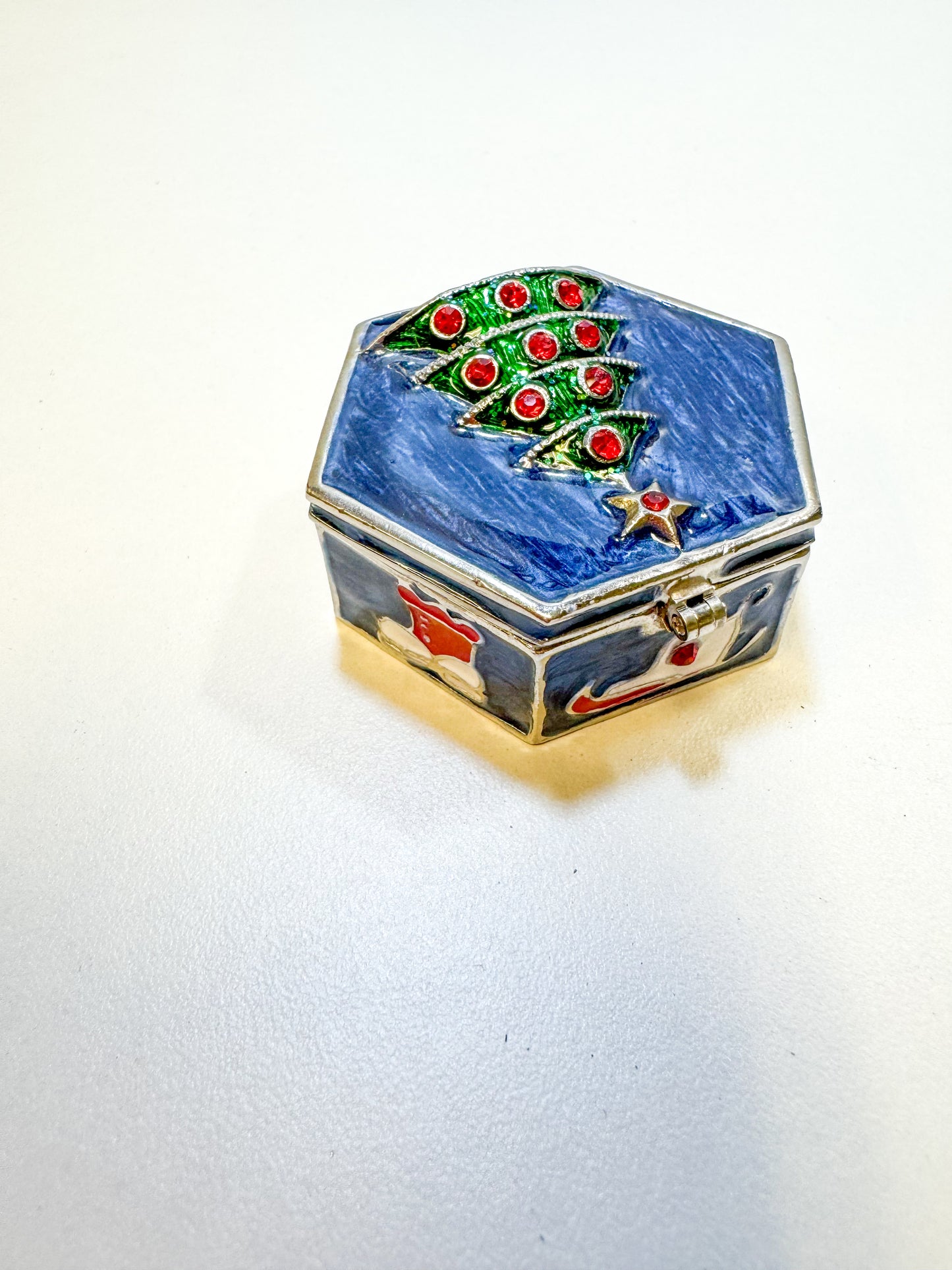Christmas Tree on a Holiday Themed Trinket Box