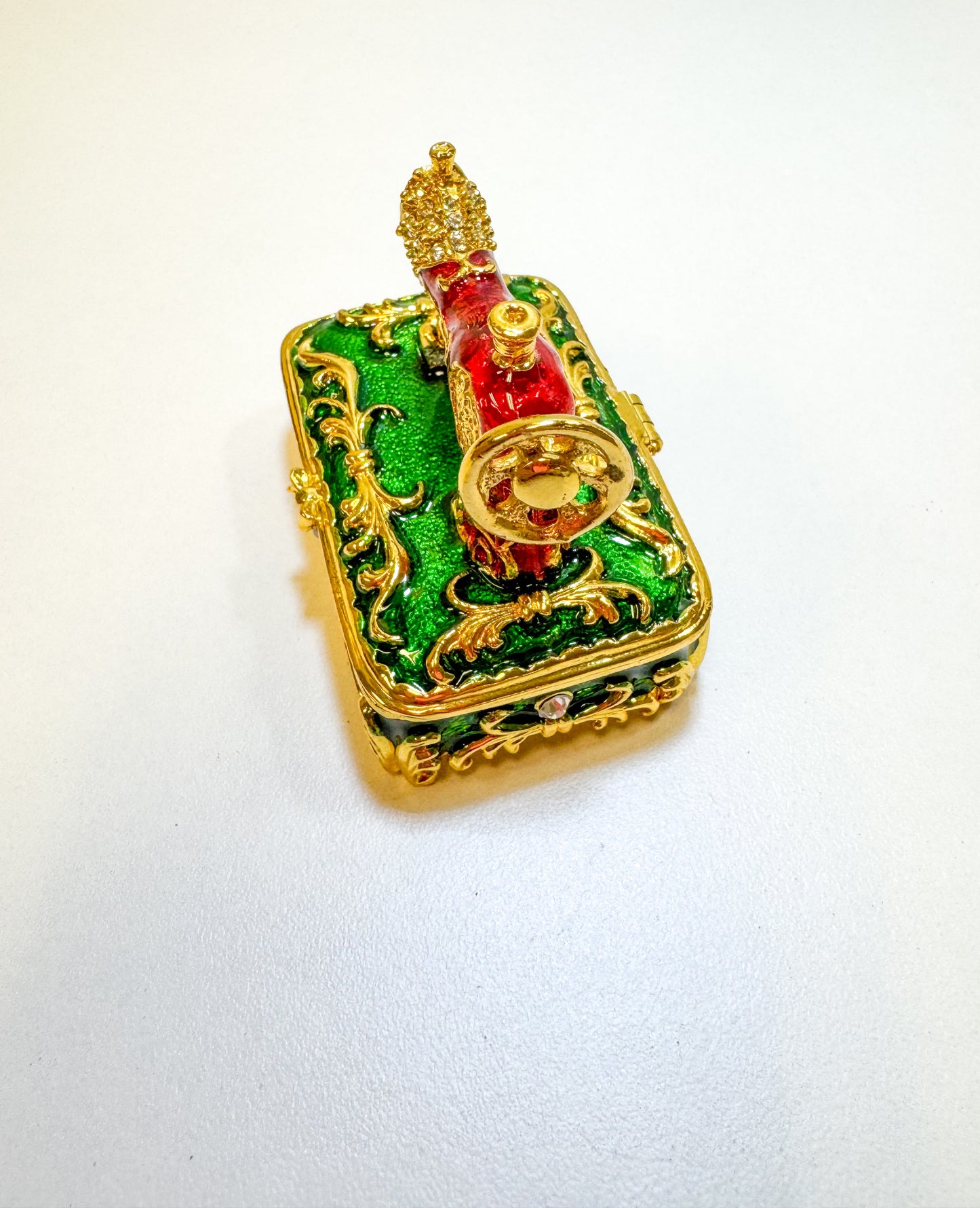 Vintage Red & Green Sewing Machine Trinket Box