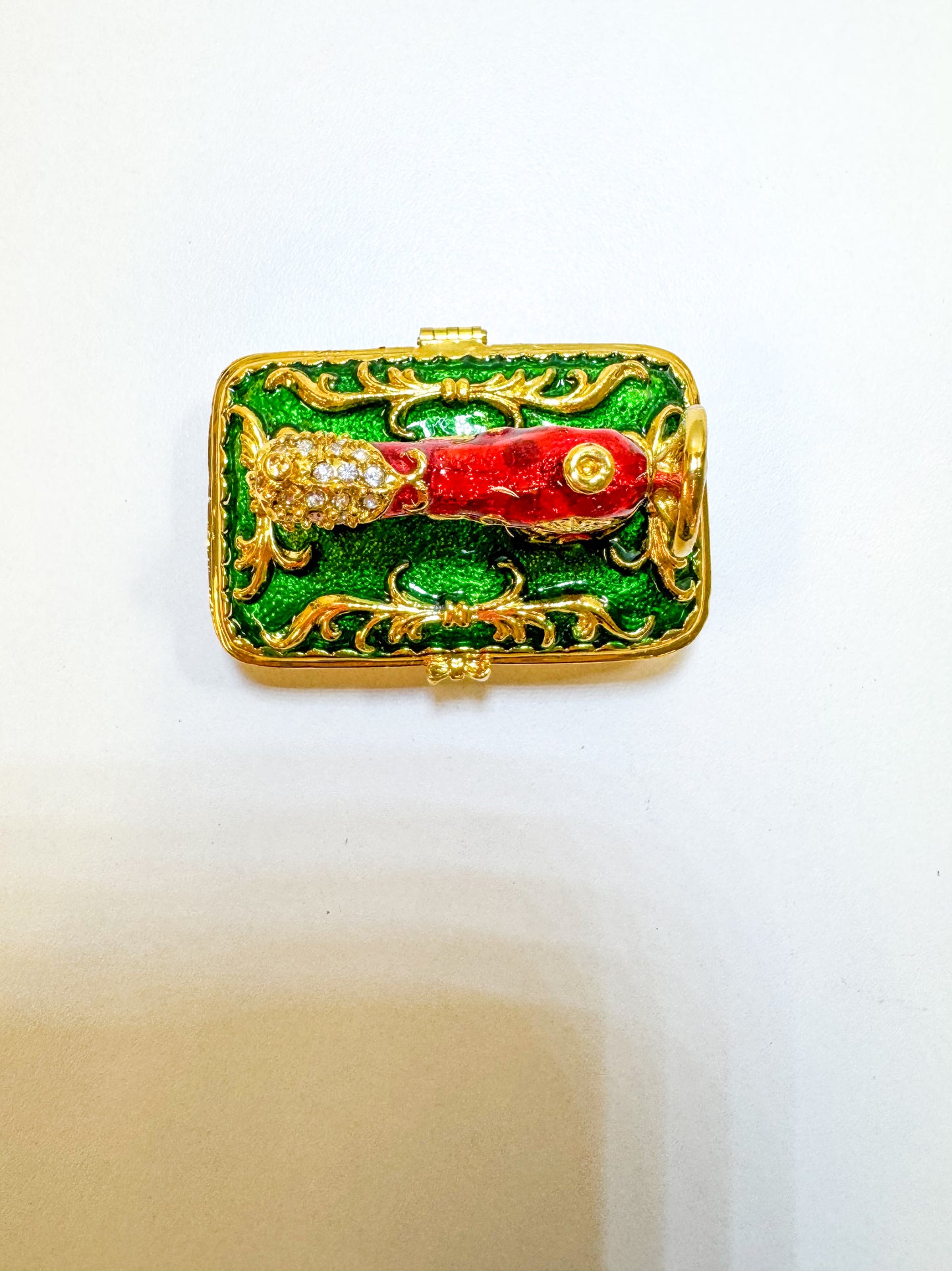 Vintage Red & Green Sewing Machine Trinket Box