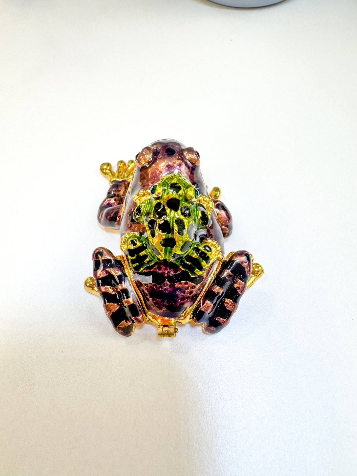Purple and Black Spotted Frog with Baby Trinket Box