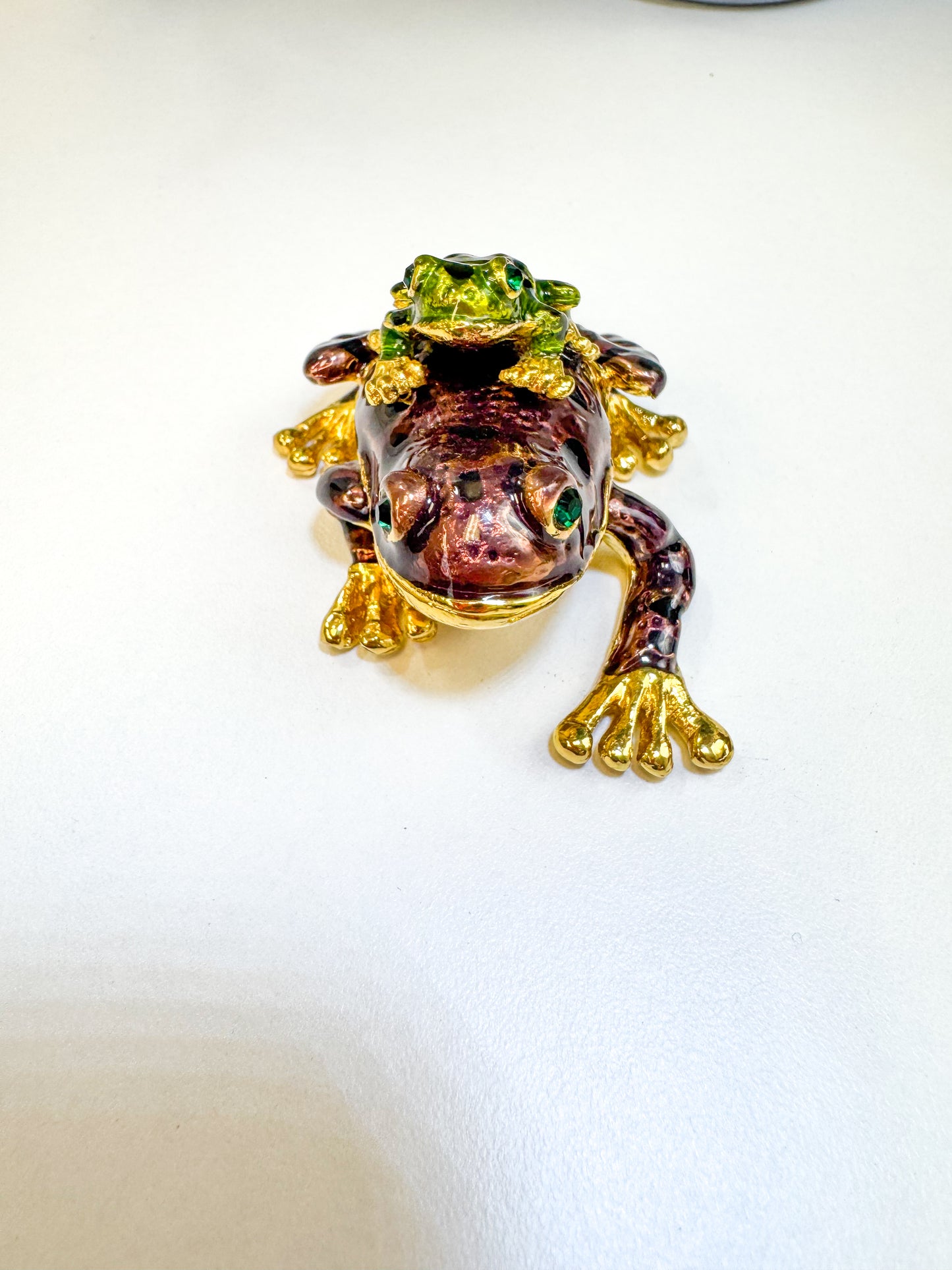 Purple and Black Spotted Frog with Baby Trinket Box