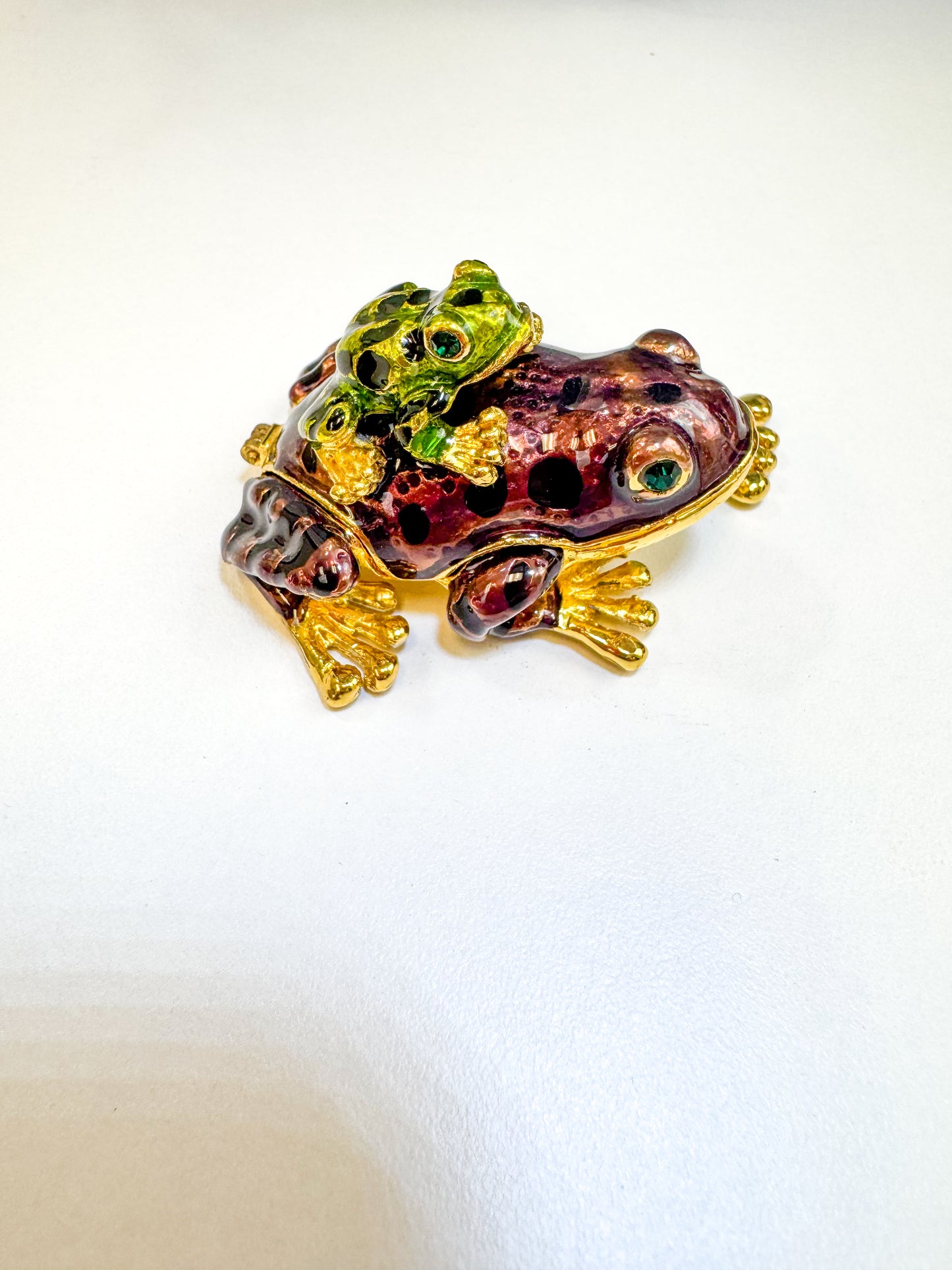 Purple and Black Spotted Frog with Baby Trinket Box