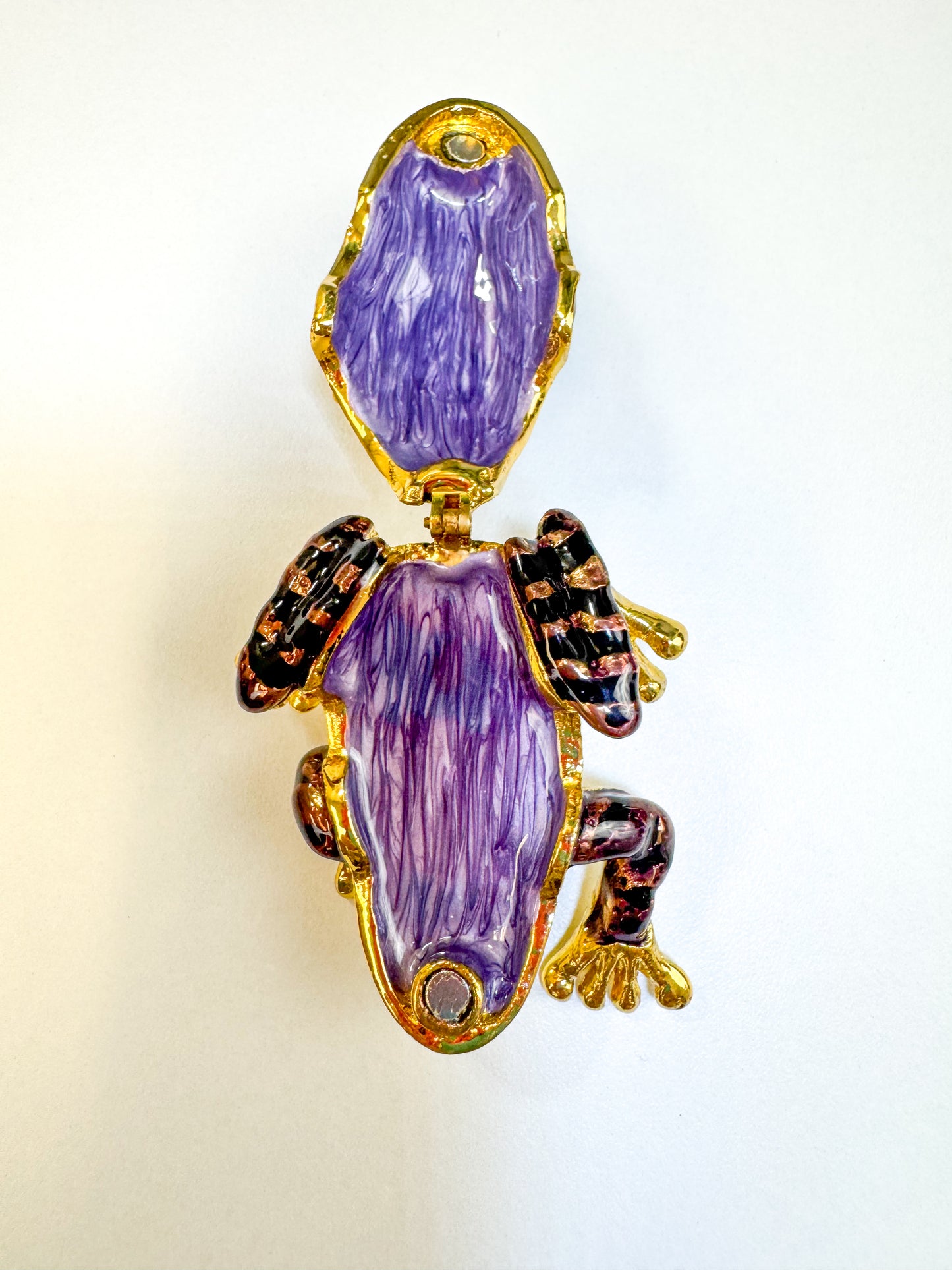 Purple and Black Spotted Frog with Baby Trinket Box