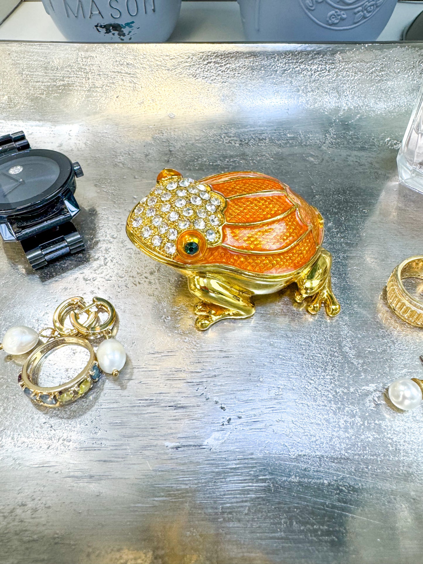 Fire Opal Orange Toad Trinket Box