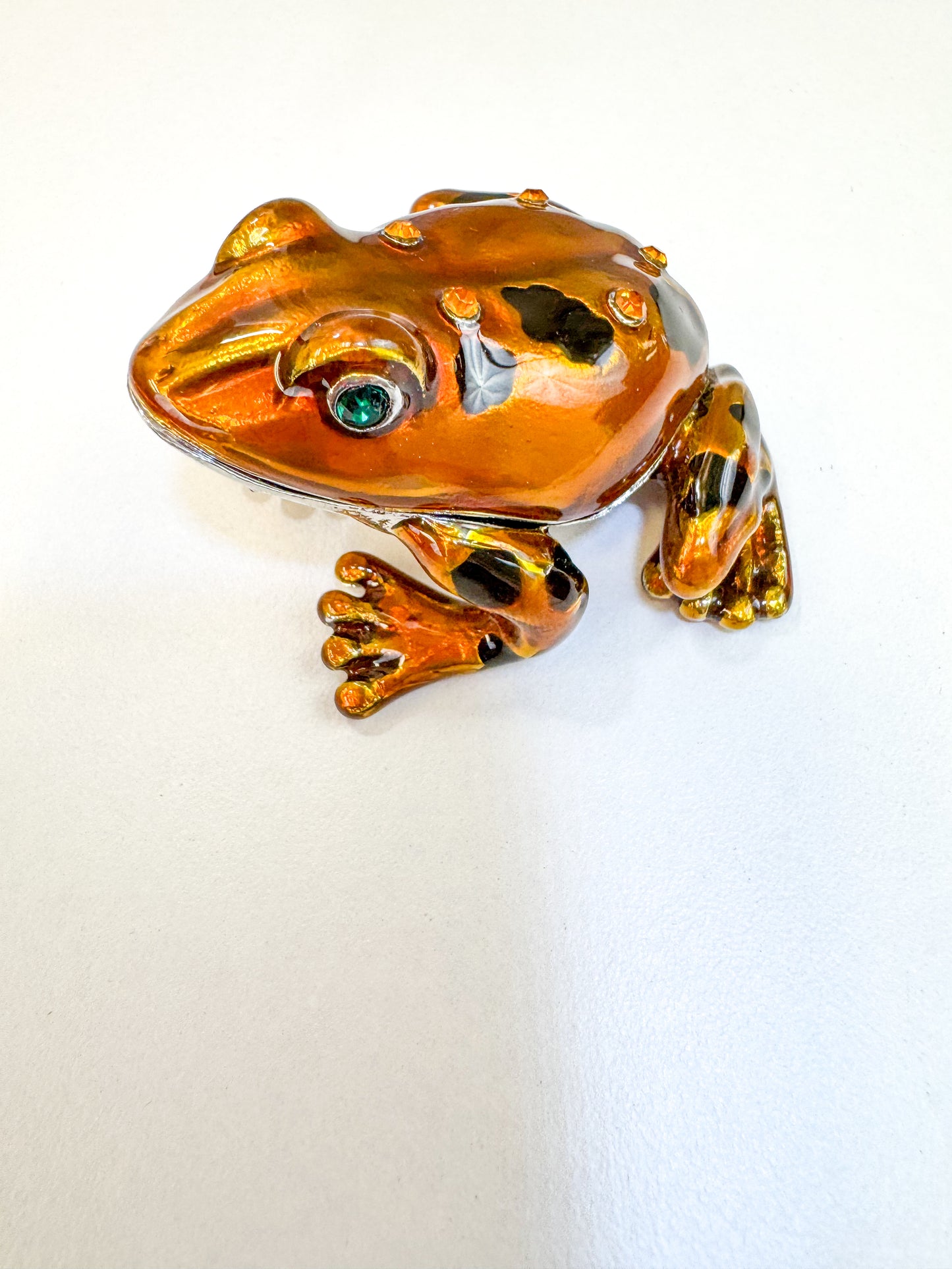 Orange and Black Leopard Frog Trinket Box