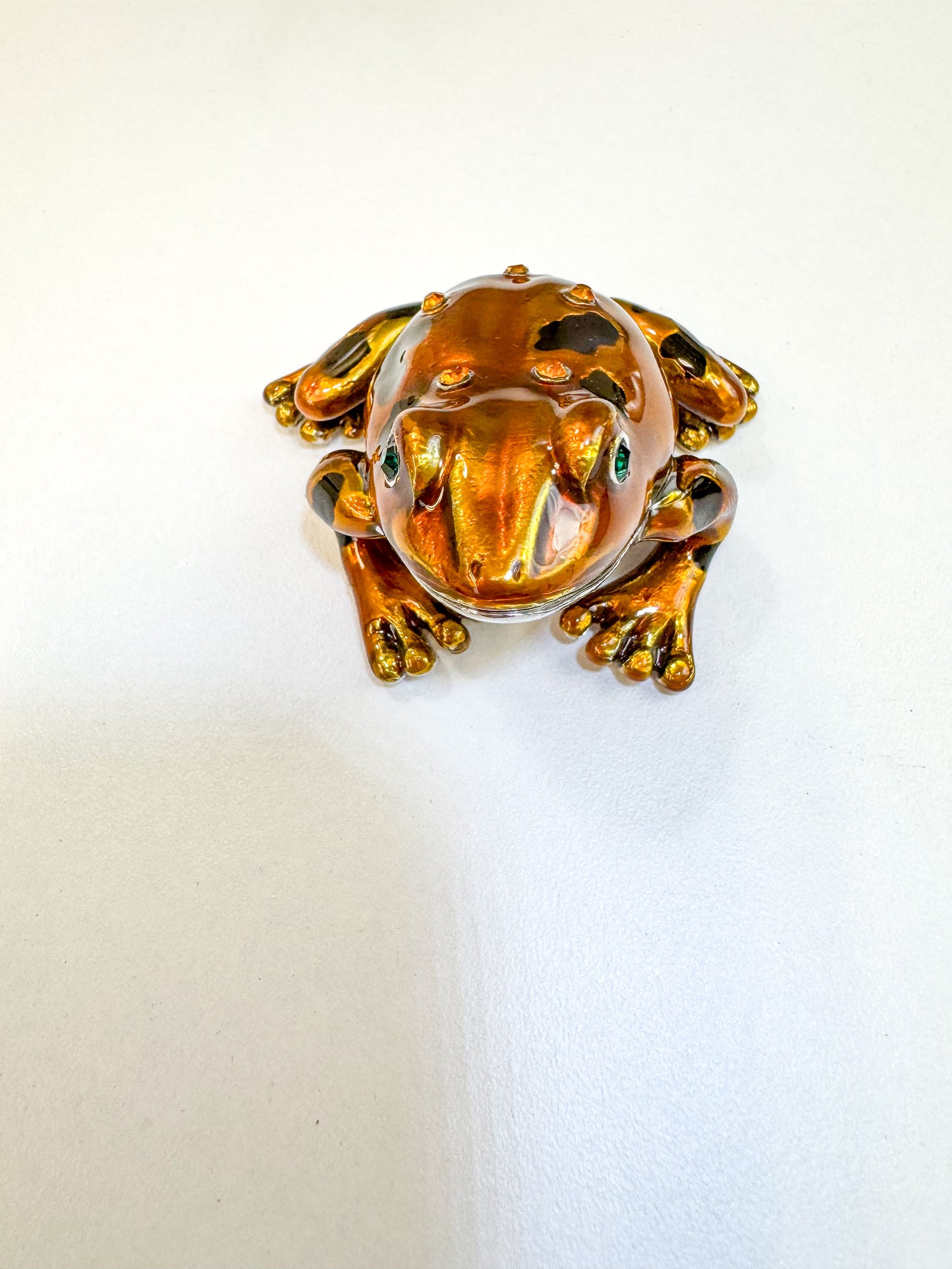 Orange and Black Leopard Frog Trinket Box