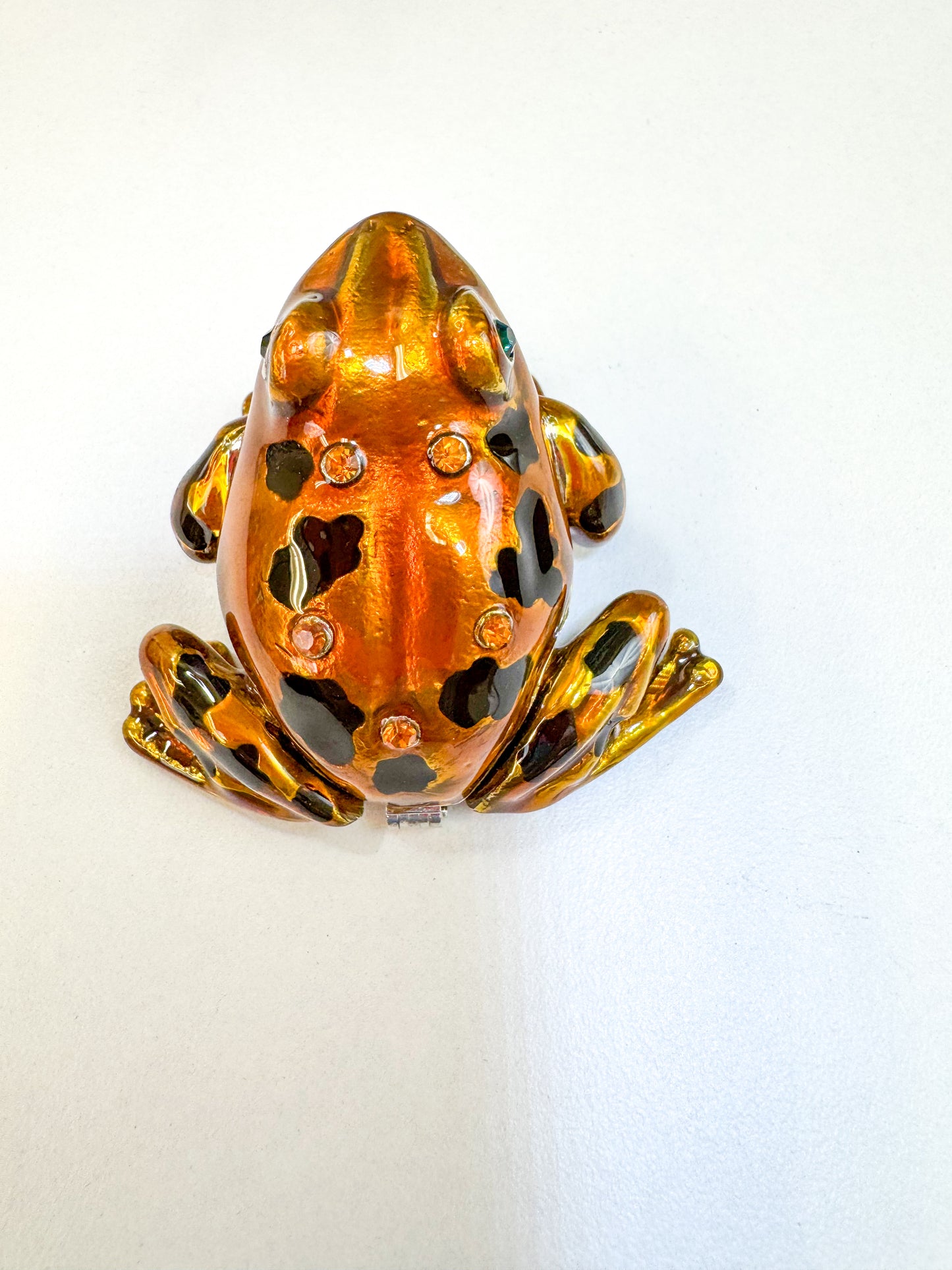 Orange and Black Leopard Frog Trinket Box