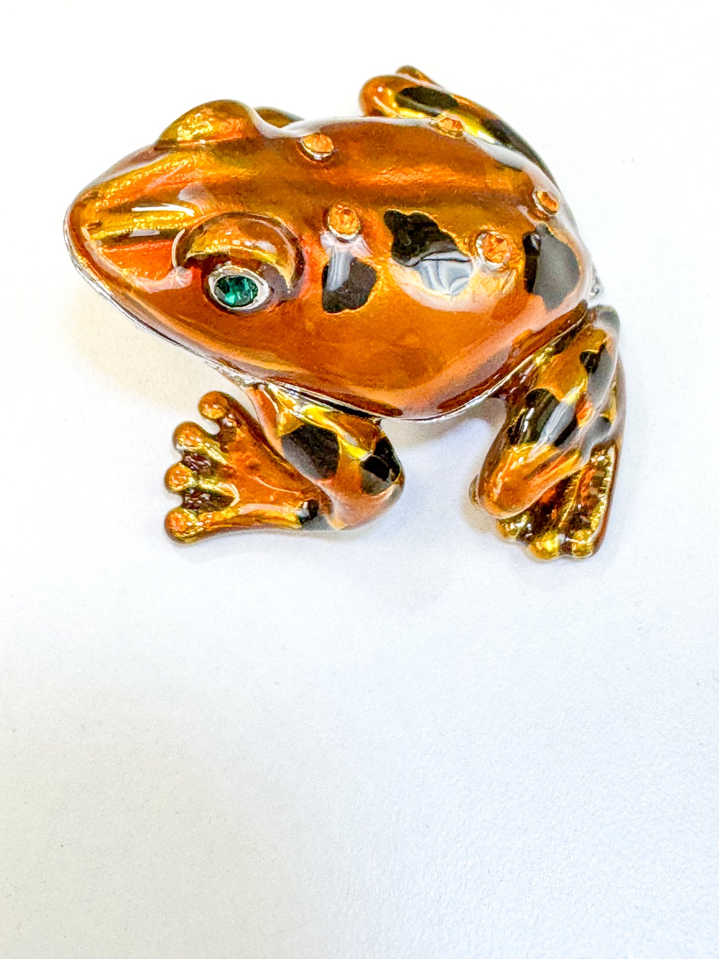 Orange and Black Leopard Frog Trinket Box