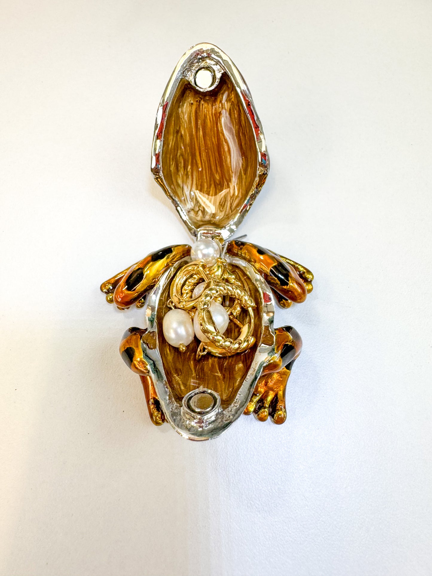 Orange and Black Leopard Frog Trinket Box