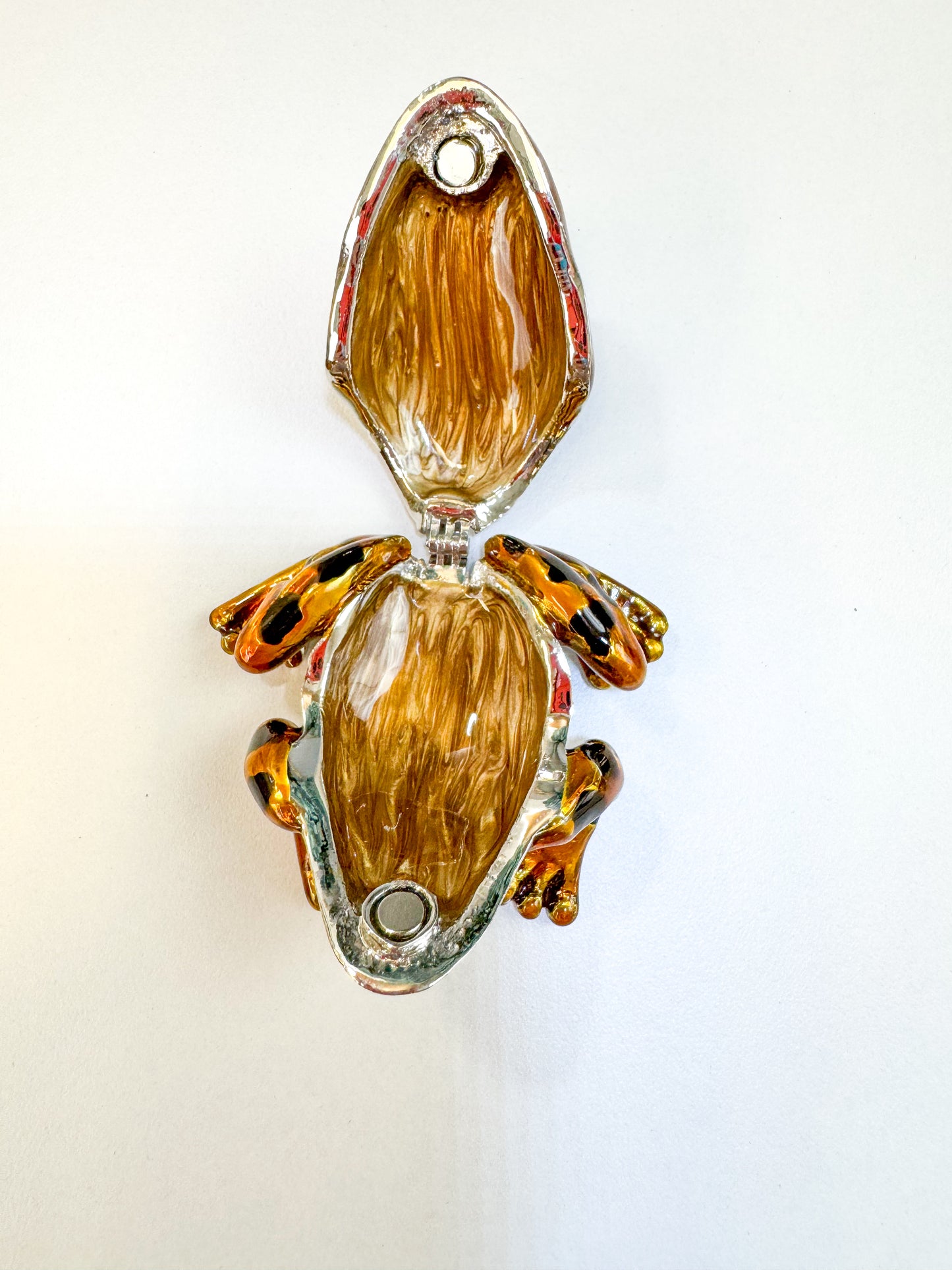 Orange and Black Leopard Frog Trinket Box